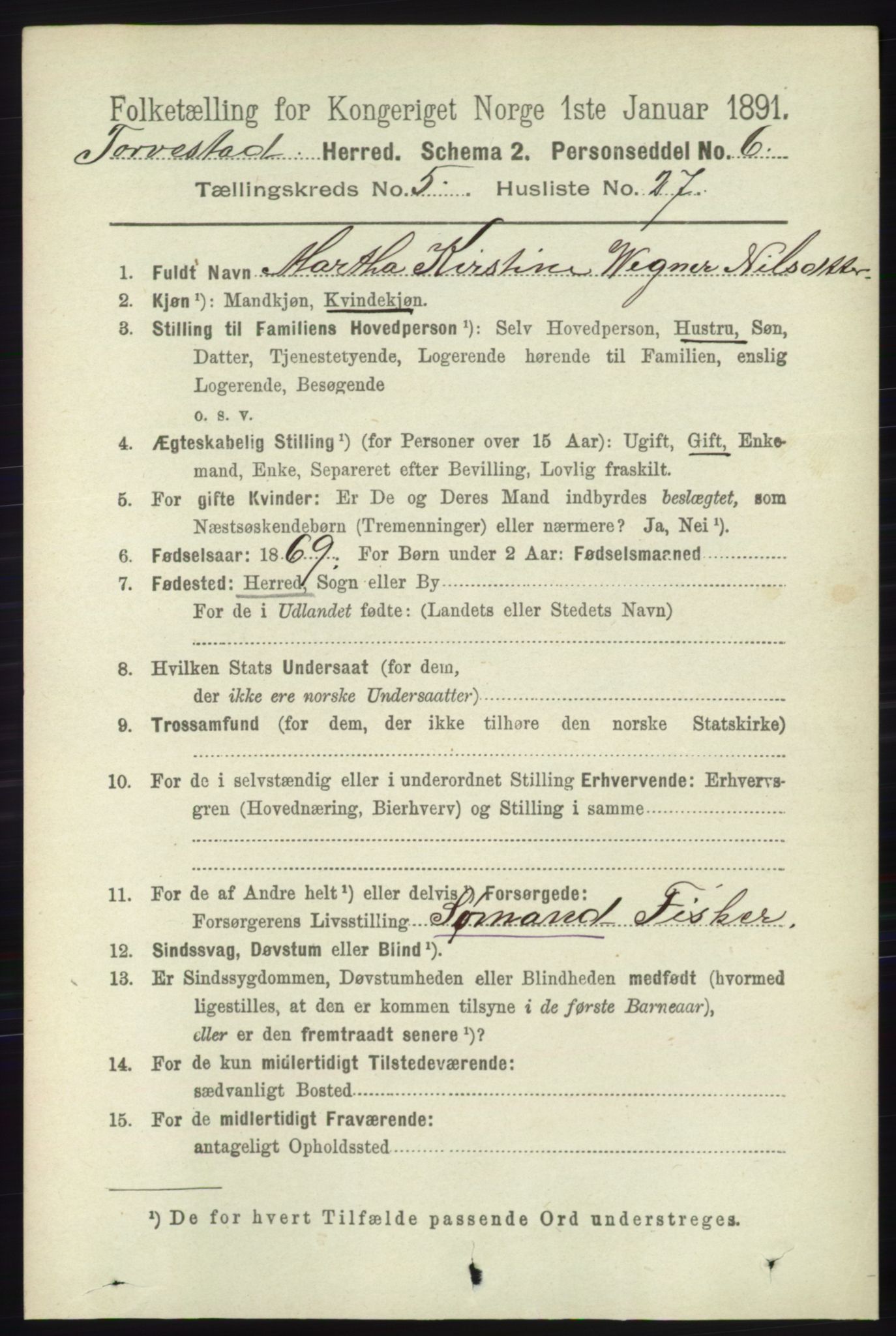 RA, 1891 census for 1152 Torvastad, 1891, p. 1918