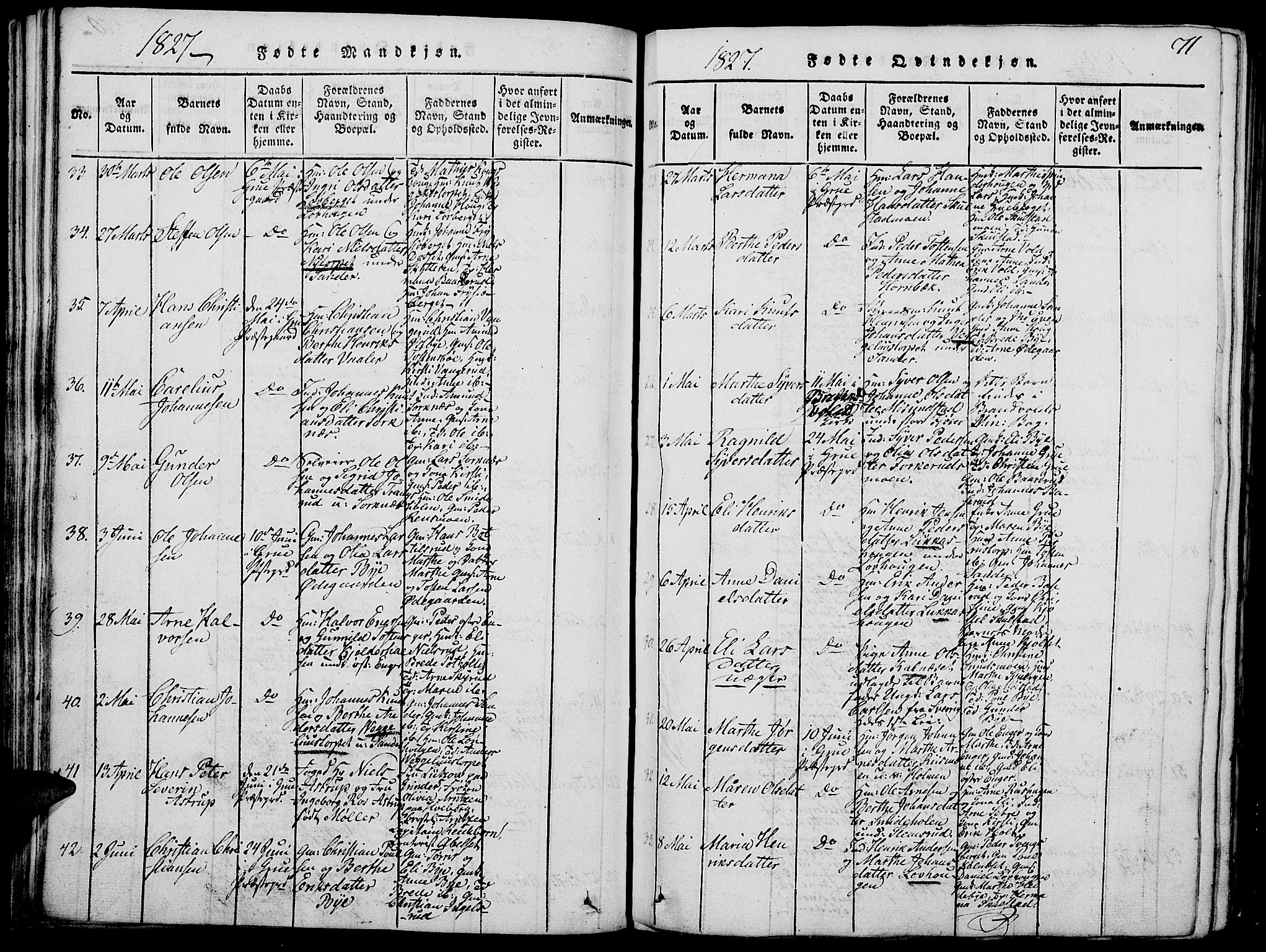 Grue prestekontor, AV/SAH-PREST-036/H/Ha/Hab/L0002: Parish register (copy) no. 2, 1815-1841, p. 71