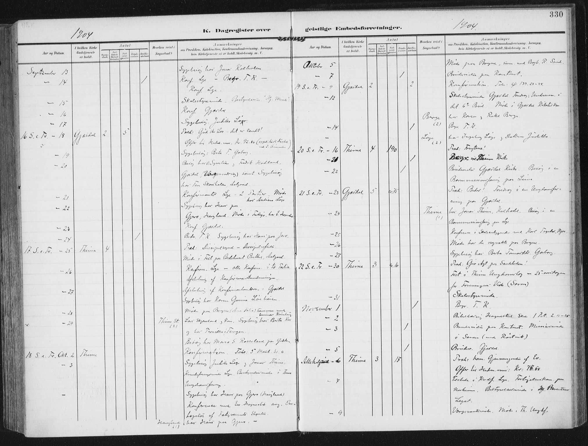 Lye sokneprestkontor, AV/SAST-A-101794/002/A/L0001: Parish register (official) no. A 12, 1904-1920, p. 330