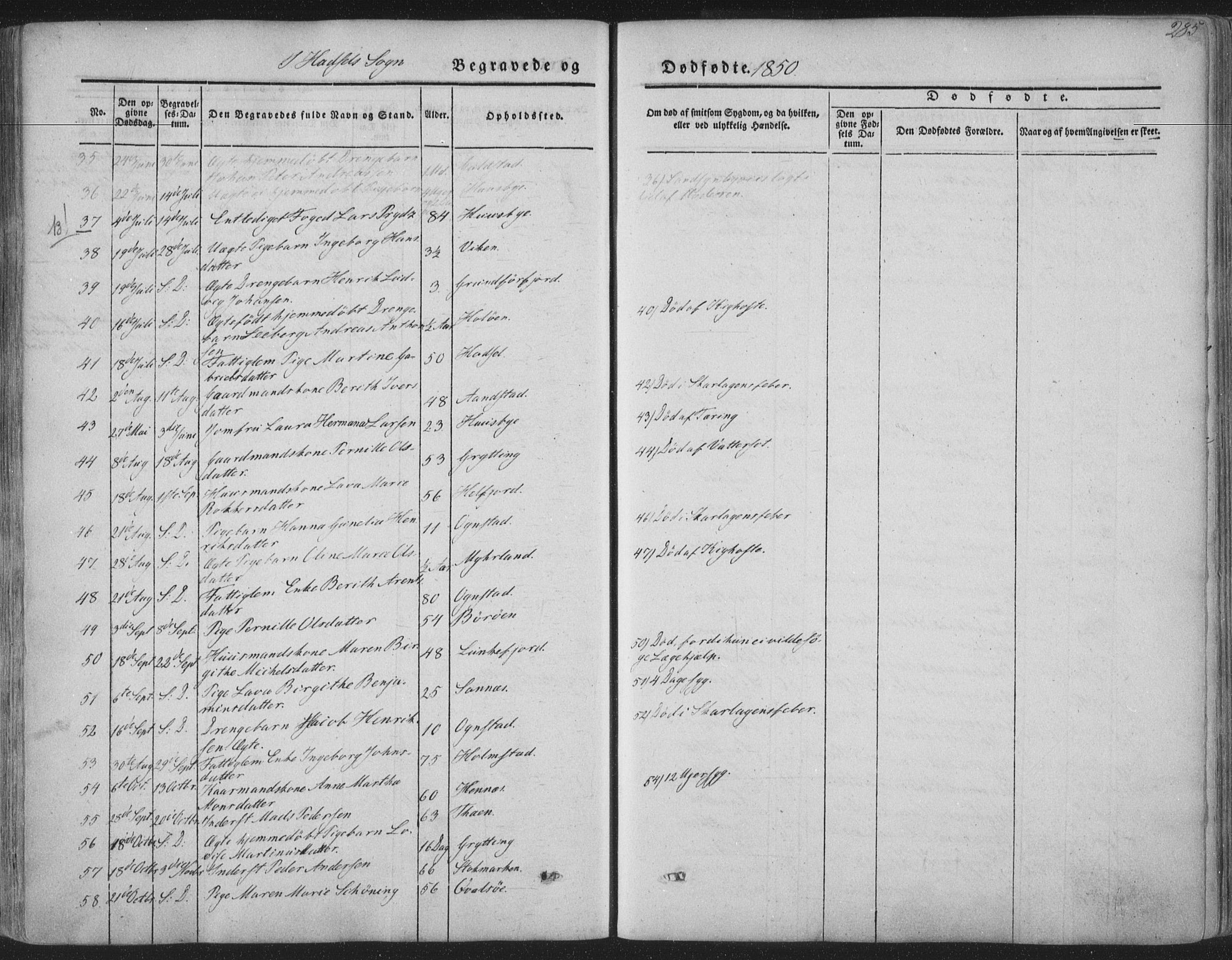 Ministerialprotokoller, klokkerbøker og fødselsregistre - Nordland, AV/SAT-A-1459/888/L1241: Parish register (official) no. 888A07, 1849-1869, p. 285