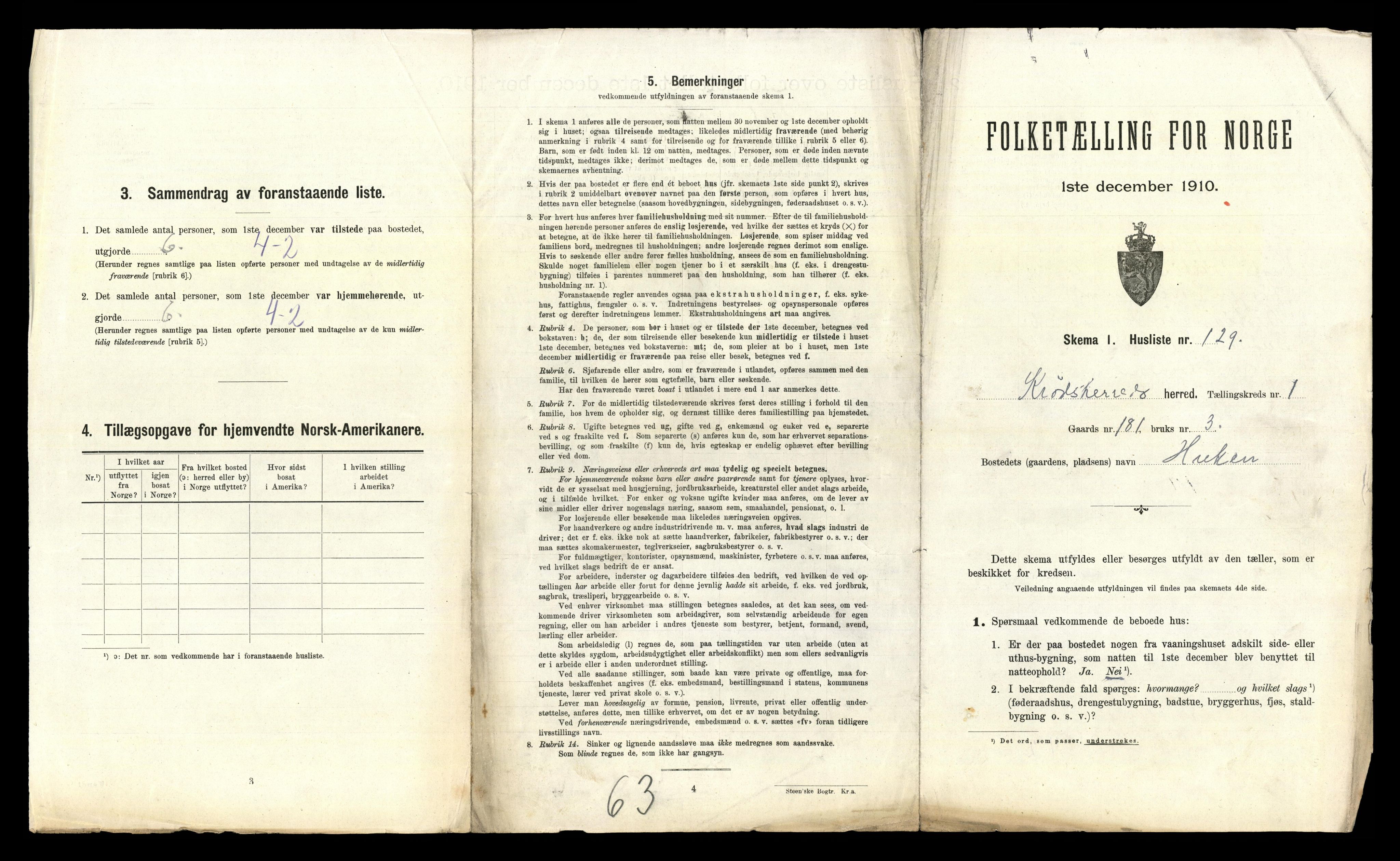 RA, 1910 census for Krødsherad, 1910, p. 285