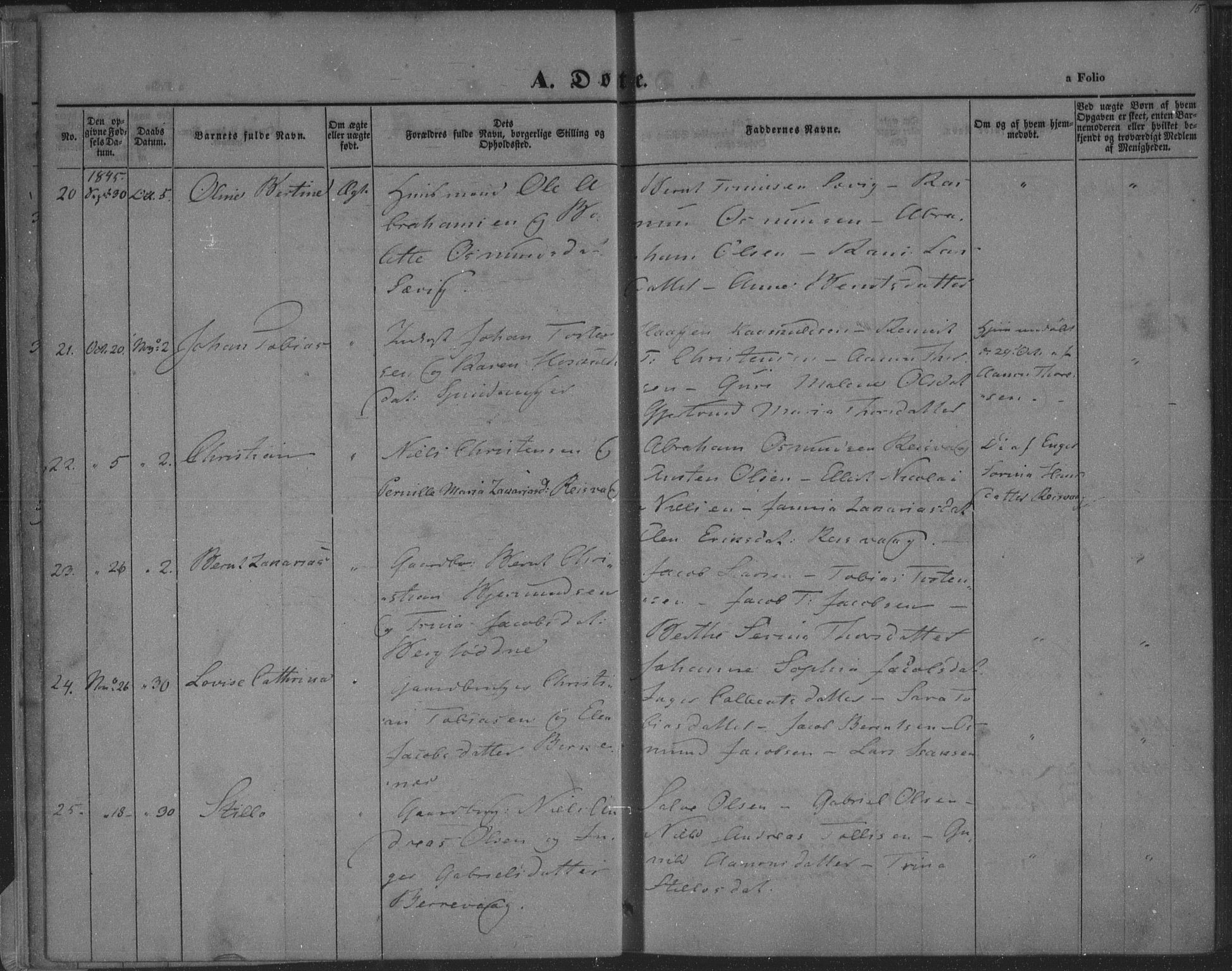 Herad sokneprestkontor, SAK/1111-0018/F/Fa/Fab/L0003: Parish register (official) no. A 3, 1844-1853, p. 15