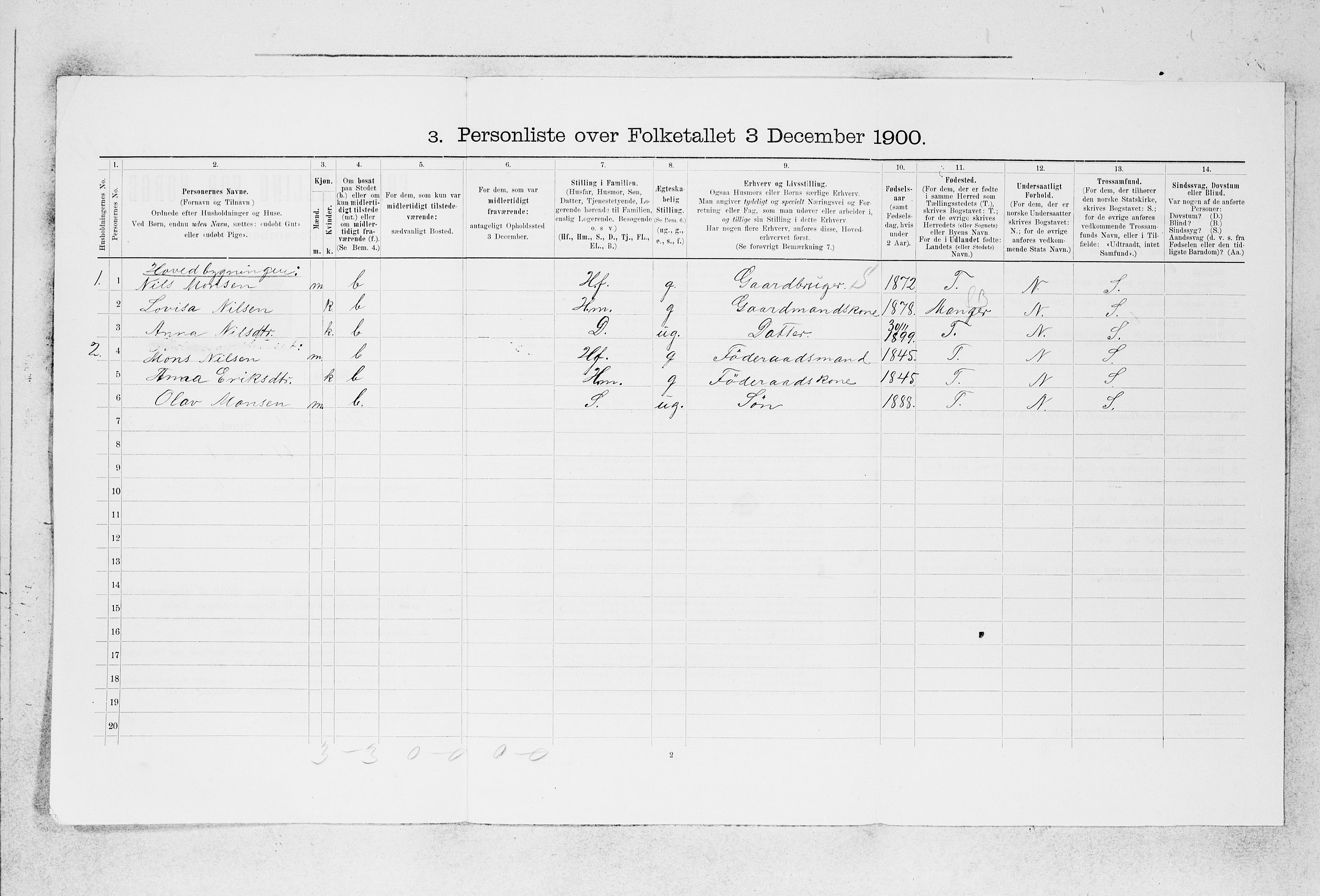 SAB, 1900 census for Alversund, 1900, p. 75