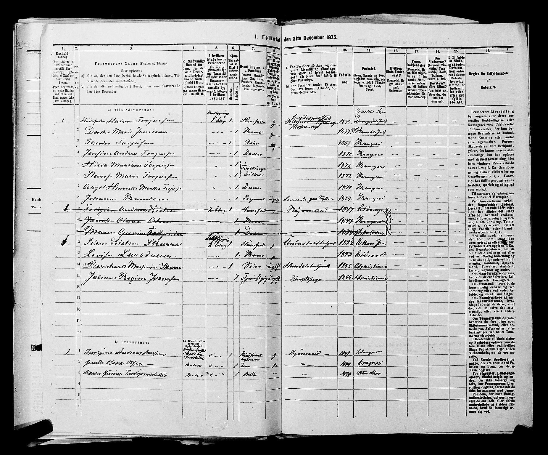 SAKO, 1875 census for 0801P Kragerø, 1875, p. 987