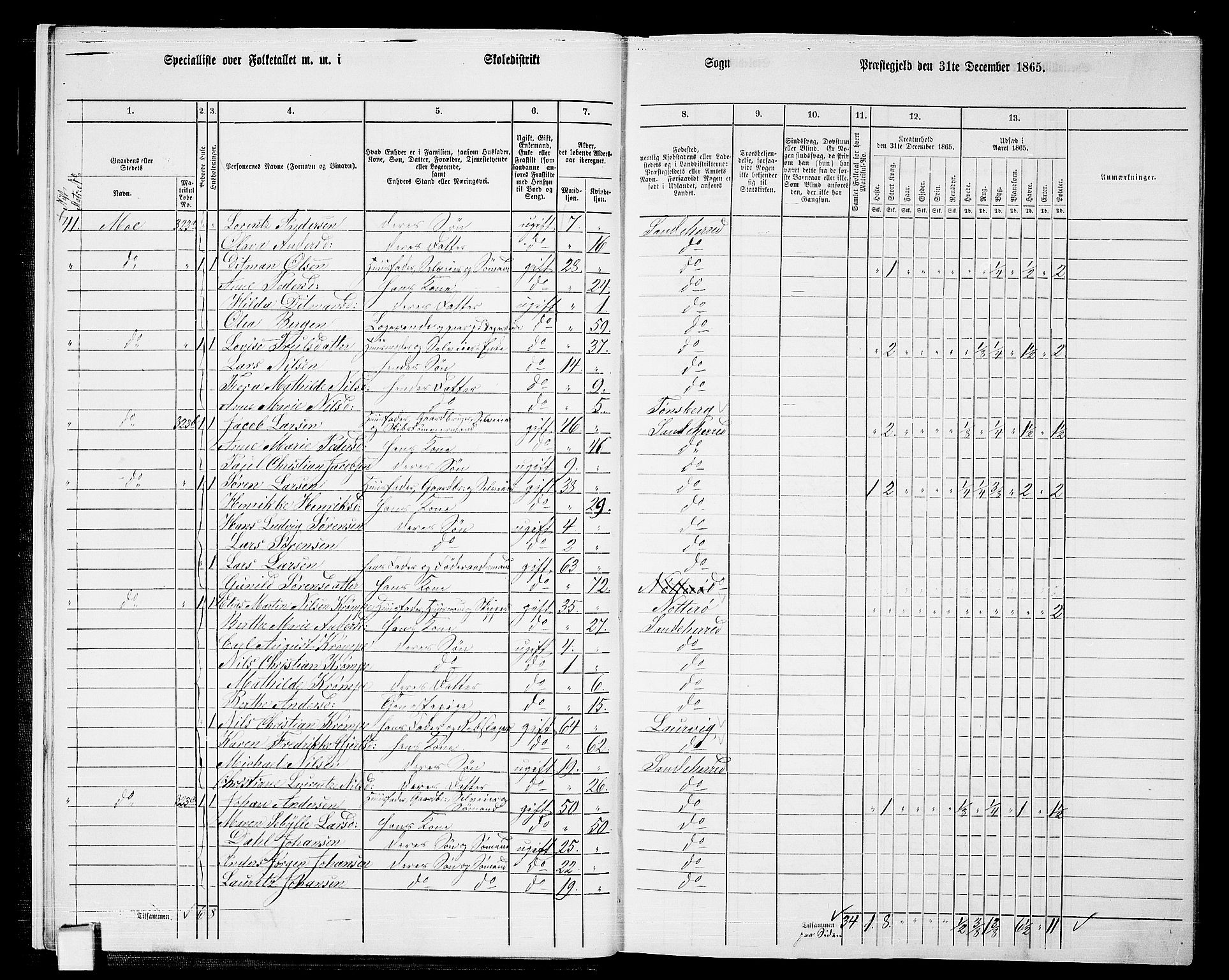 RA, 1865 census for Sandeherred/Sandeherred, 1865, p. 11