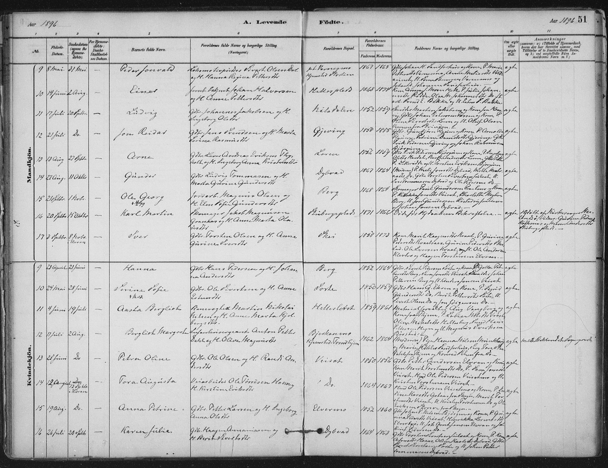 Ministerialprotokoller, klokkerbøker og fødselsregistre - Nord-Trøndelag, SAT/A-1458/710/L0095: Parish register (official) no. 710A01, 1880-1914, p. 51