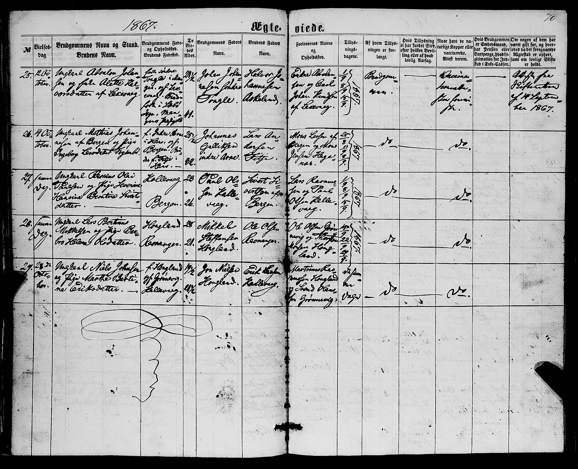 Askøy Sokneprestembete, AV/SAB-A-74101/H/Ha/Hab/Haba/L0006: Parish register (copy) no. A 6, 1861-1881, p. 78