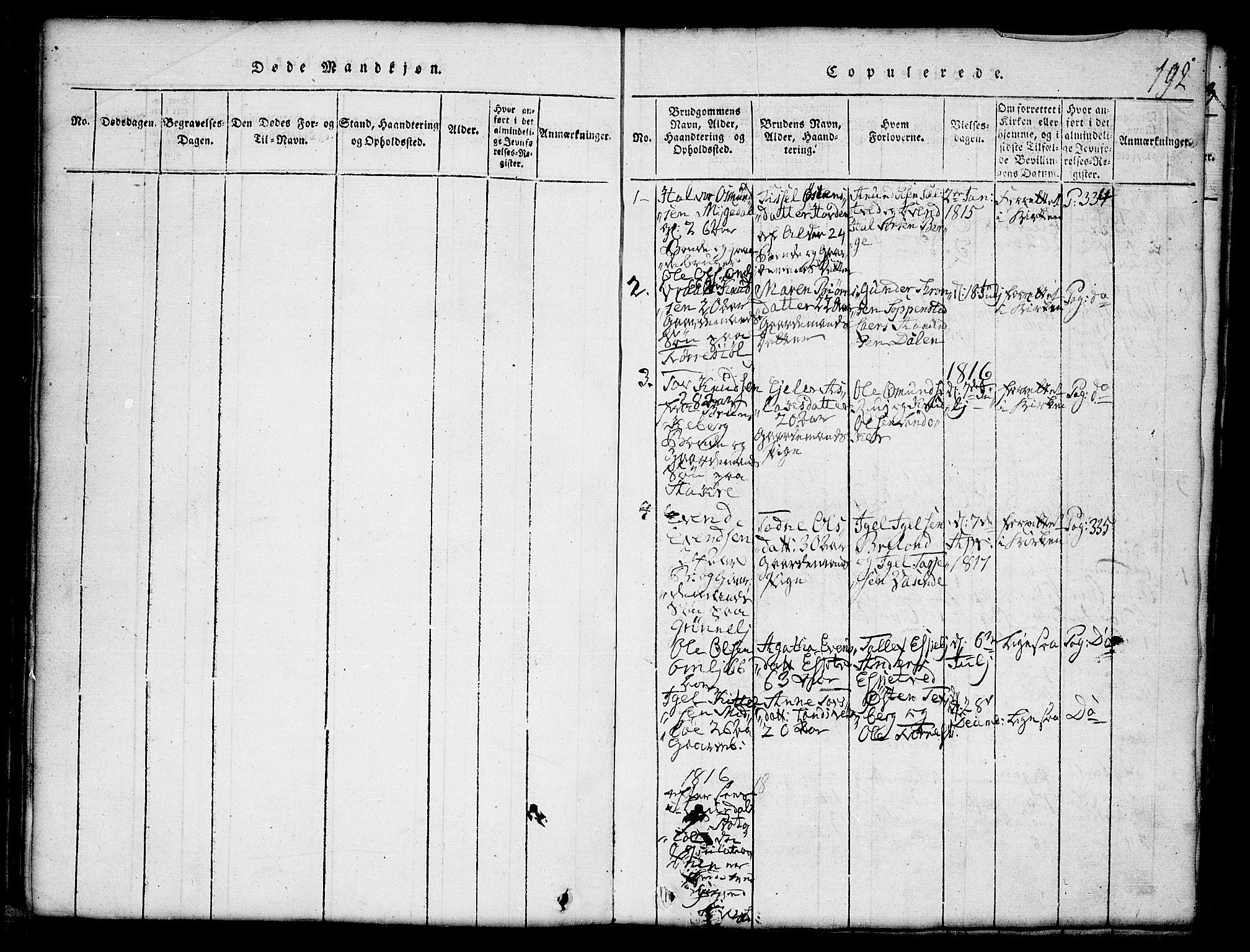 Lårdal kirkebøker, SAKO/A-284/G/Gc/L0001: Parish register (copy) no. III 1, 1815-1854, p. 192
