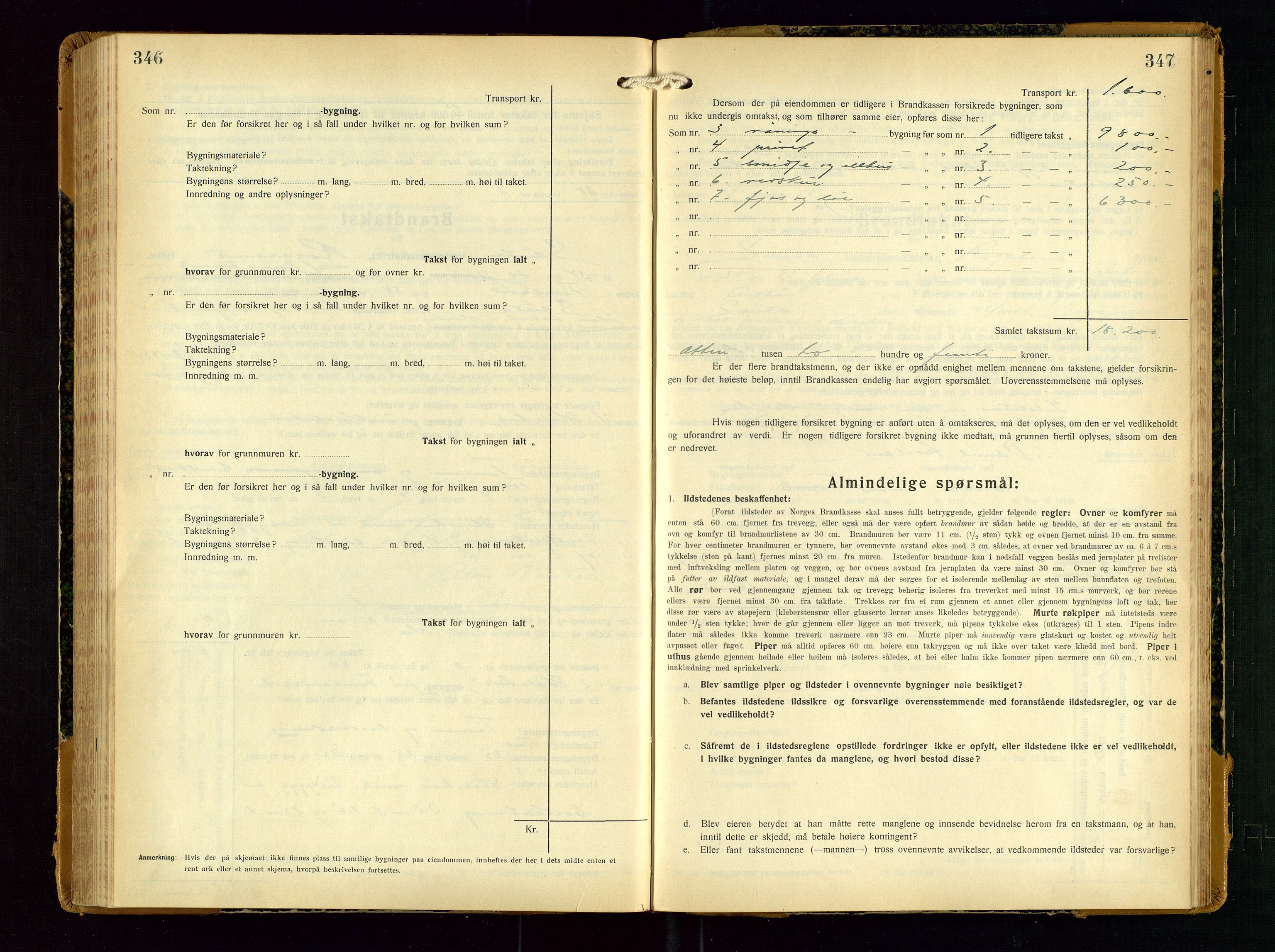 Sauda lensmannskontor, AV/SAST-A-100177/Gob/L0003: Branntakstprotokoll - skjematakst, 1928-1936, p. 346-347