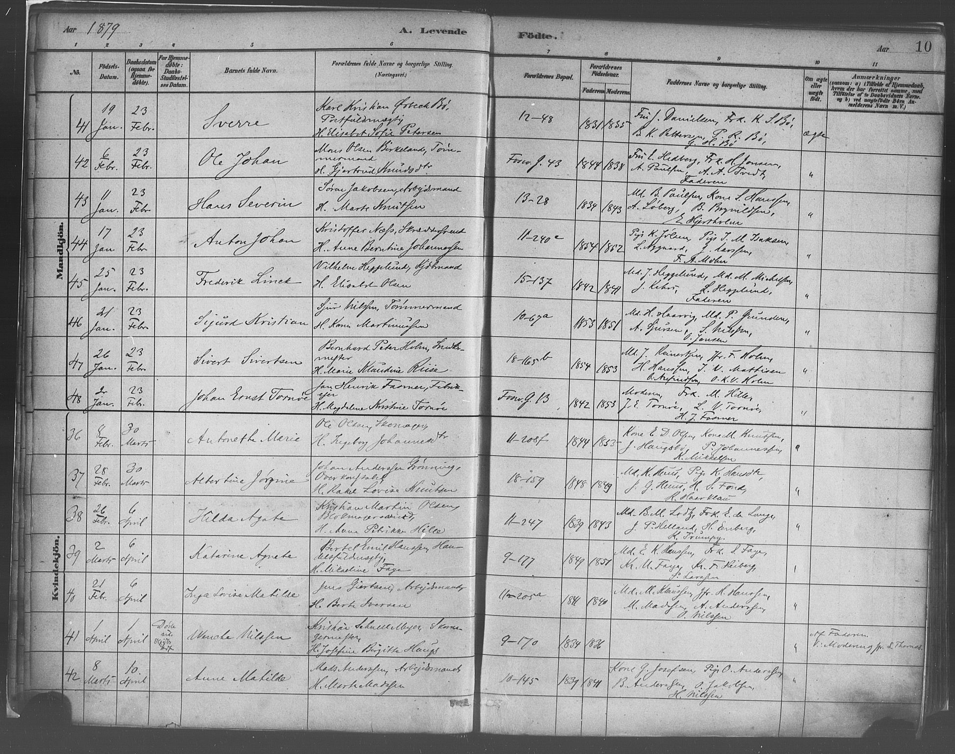 Domkirken sokneprestembete, AV/SAB-A-74801/H/Haa/L0023: Parish register (official) no. B 6, 1879-1887, p. 10