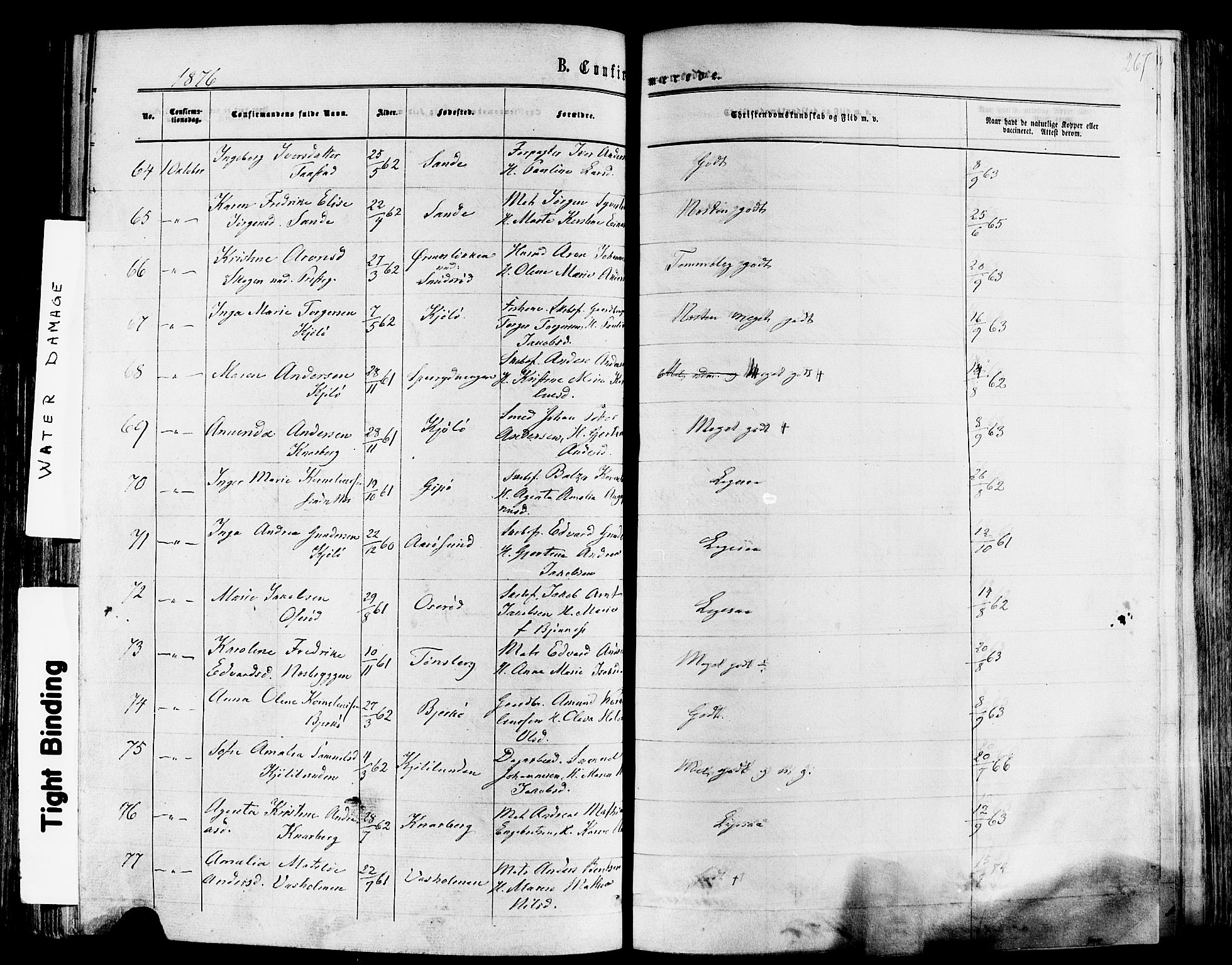 Nøtterøy kirkebøker, SAKO/A-354/F/Fa/L0007: Parish register (official) no. I 7, 1865-1877, p. 267