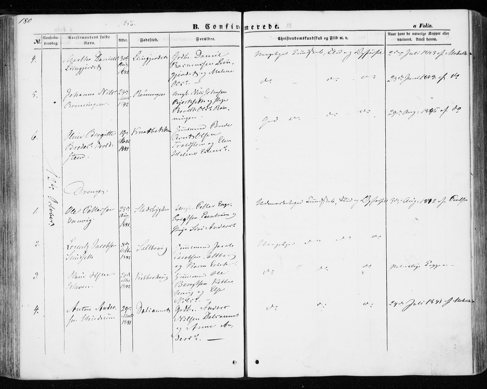 Ministerialprotokoller, klokkerbøker og fødselsregistre - Nord-Trøndelag, SAT/A-1458/701/L0008: Parish register (official) no. 701A08 /1, 1854-1863, p. 180
