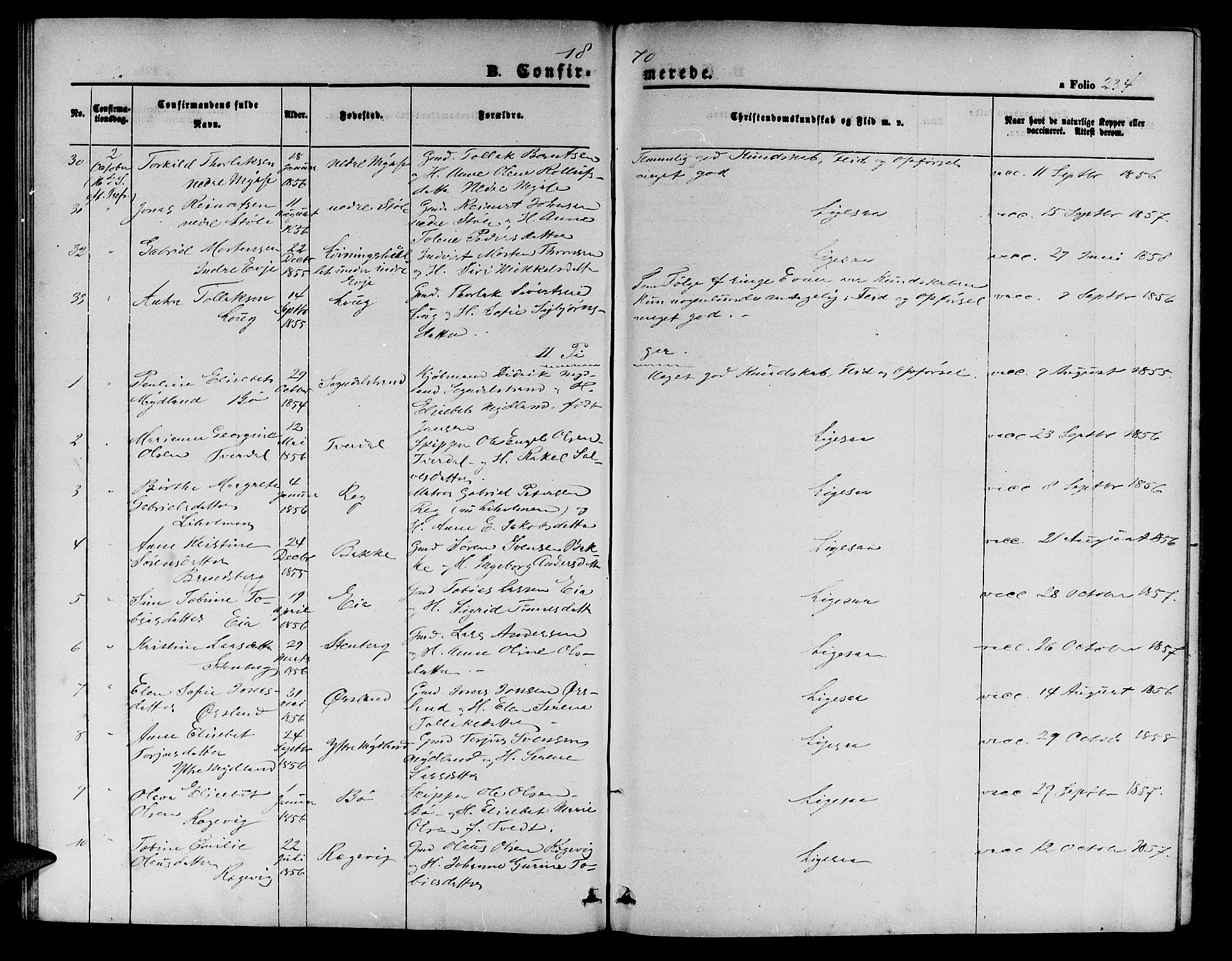 Sokndal sokneprestkontor, AV/SAST-A-101808: Parish register (copy) no. B 3, 1865-1879, p. 234