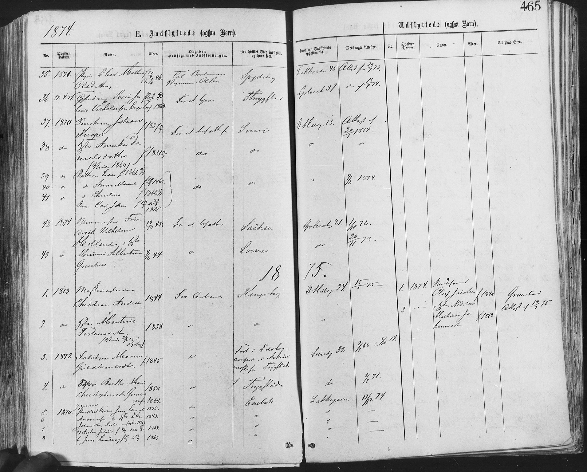 Grønland prestekontor Kirkebøker, AV/SAO-A-10848/F/Fa/L0004: Parish register (official) no. 4, 1869-1880, p. 465