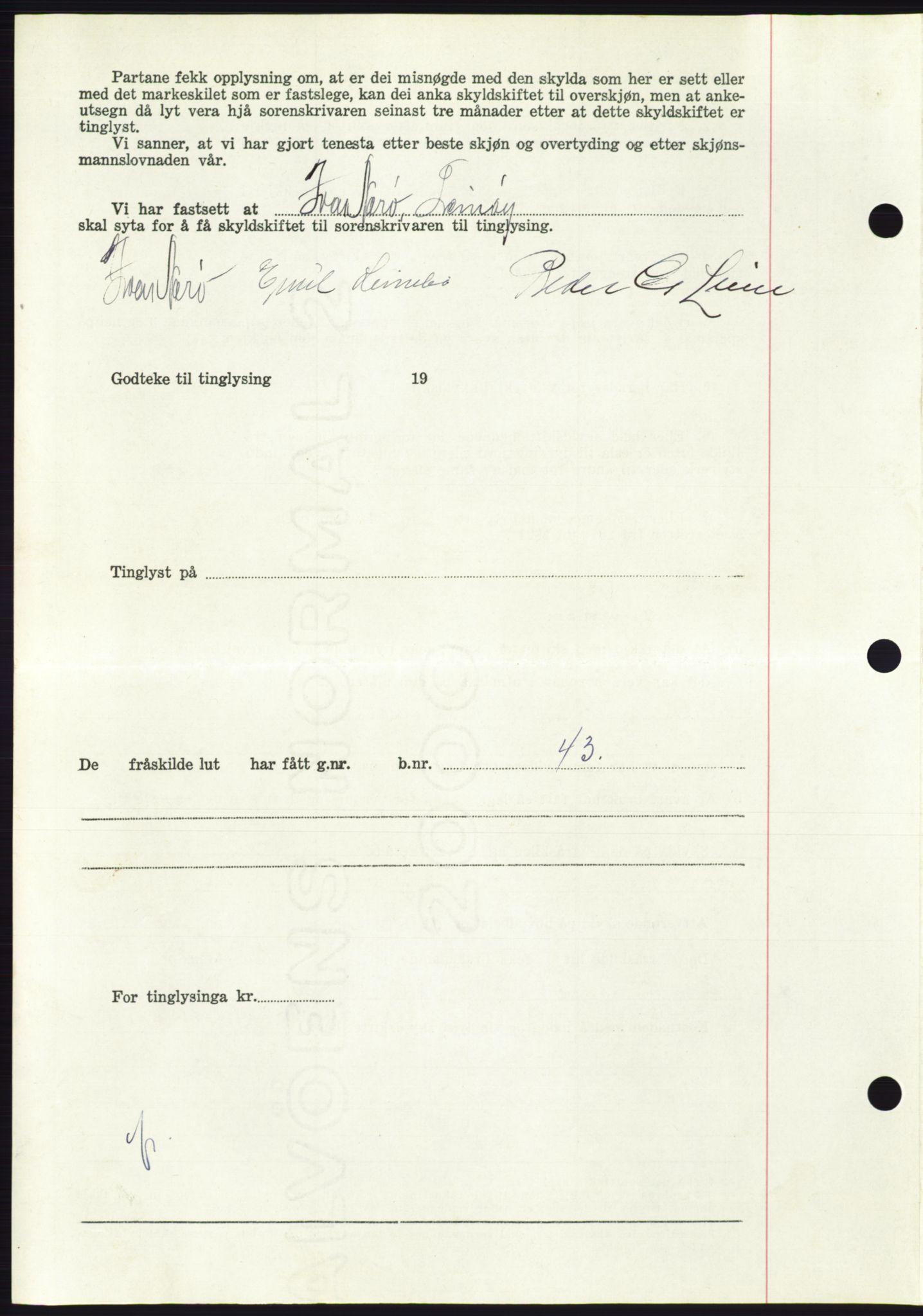 Søre Sunnmøre sorenskriveri, AV/SAT-A-4122/1/2/2C/L0104: Mortgage book no. 30A, 1956-1956, Diary no: : 1709/1956