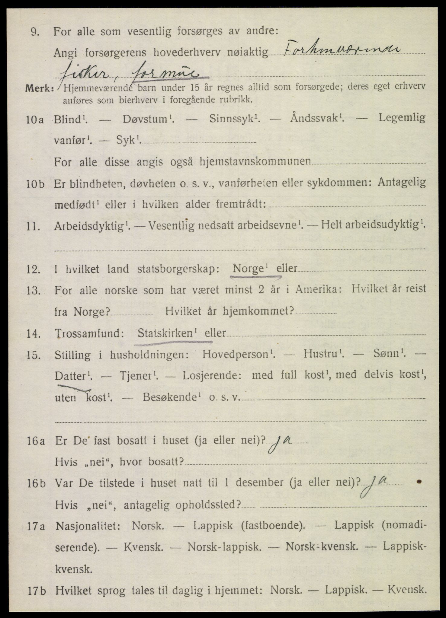 SAT, 1920 census for Brønnøy, 1920, p. 5113