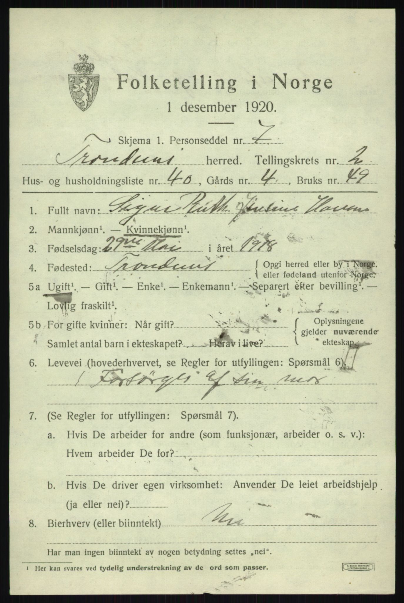 SATØ, 1920 census for Trondenes, 1920, p. 4151