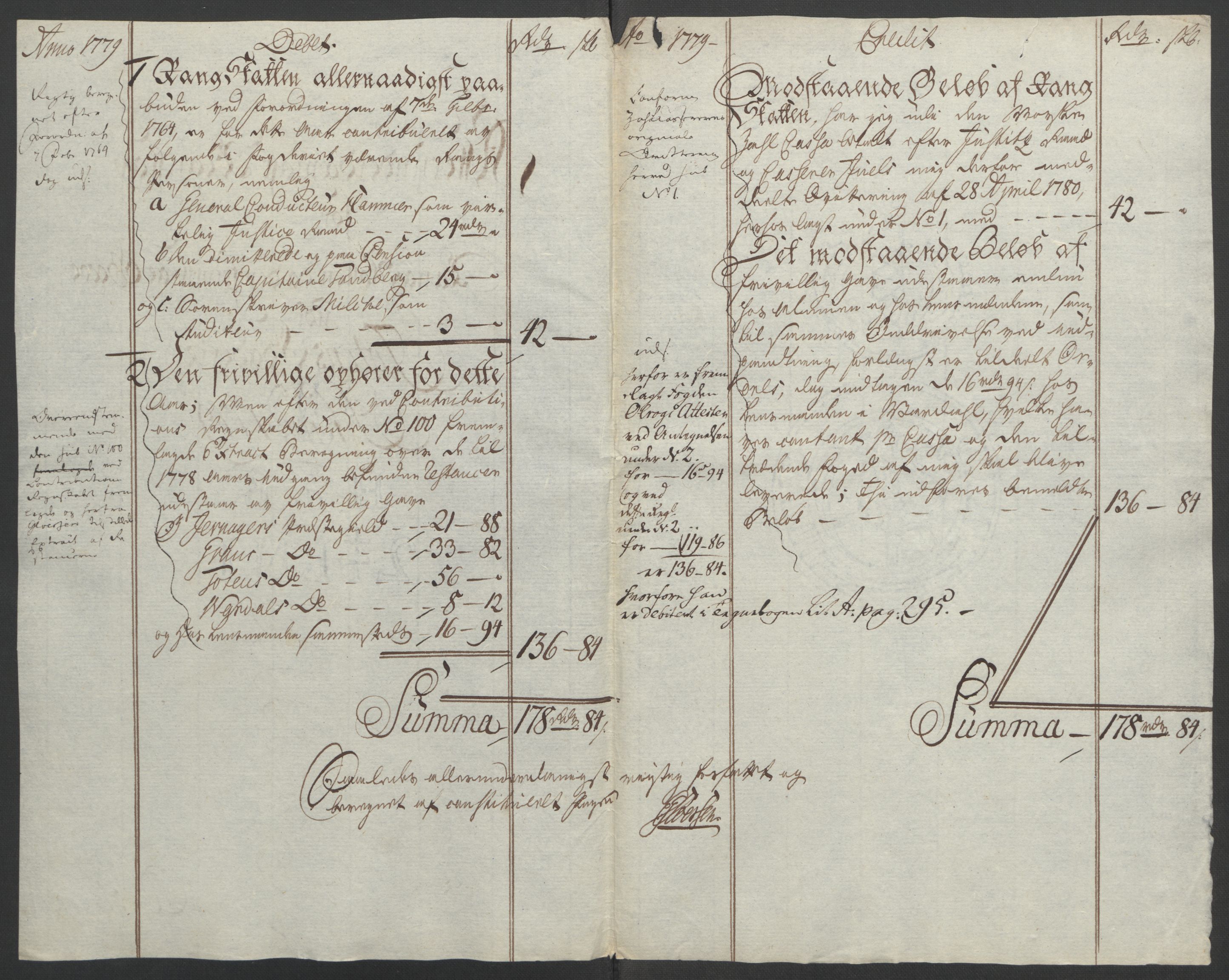 Rentekammeret inntil 1814, Reviderte regnskaper, Fogderegnskap, AV/RA-EA-4092/R19/L1399: Fogderegnskap Toten, Hadeland og Vardal, 1762-1783, p. 497