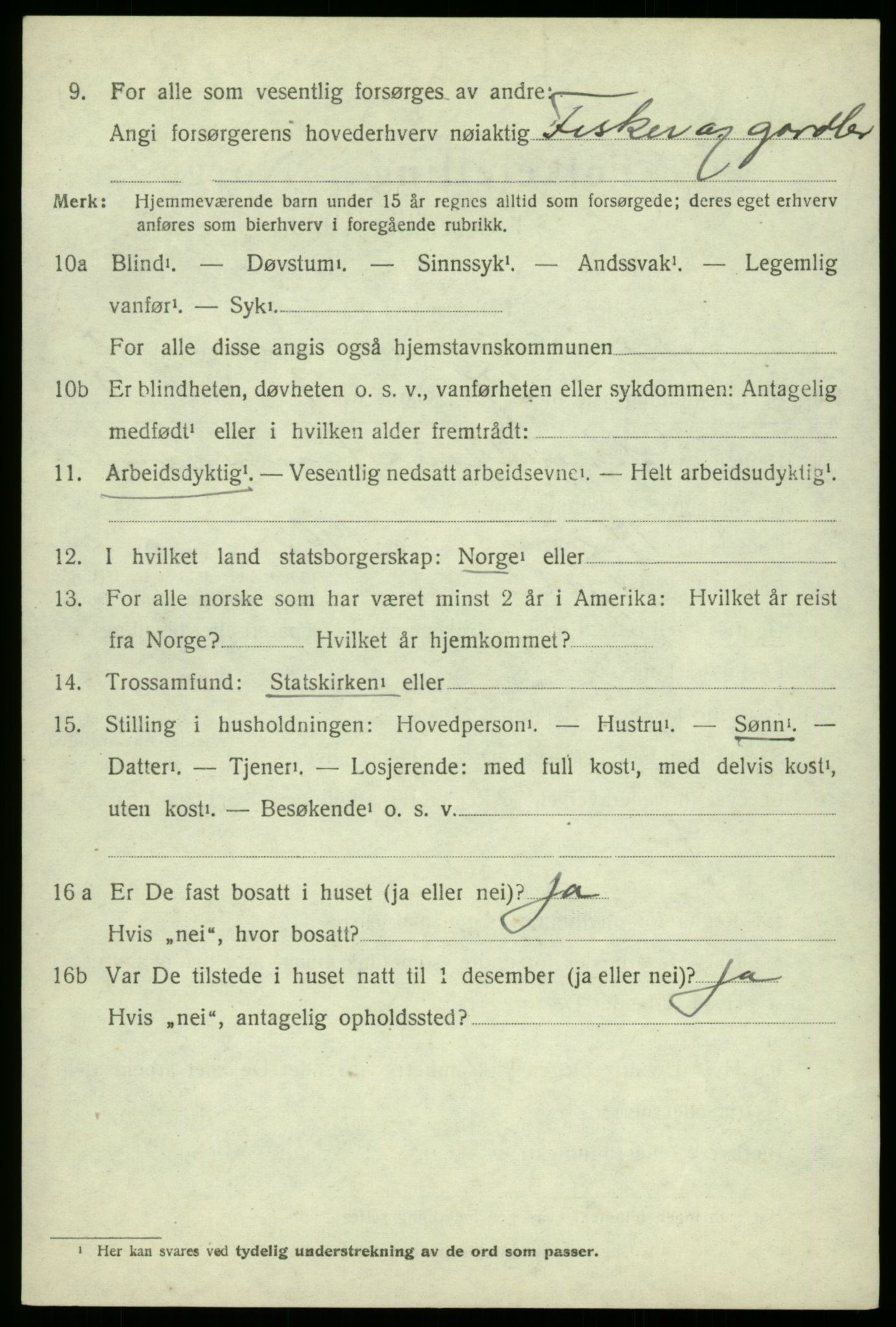 SAB, 1920 census for Fjell, 1920, p. 2677