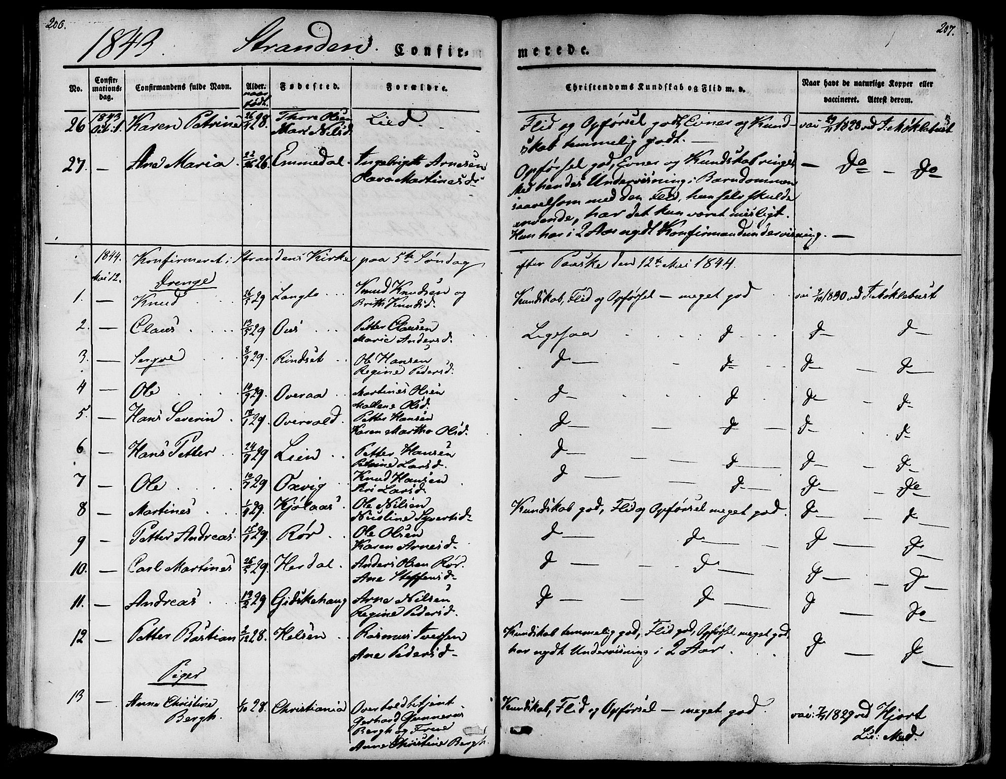 Ministerialprotokoller, klokkerbøker og fødselsregistre - Møre og Romsdal, AV/SAT-A-1454/520/L0274: Parish register (official) no. 520A04, 1827-1864, p. 206-207