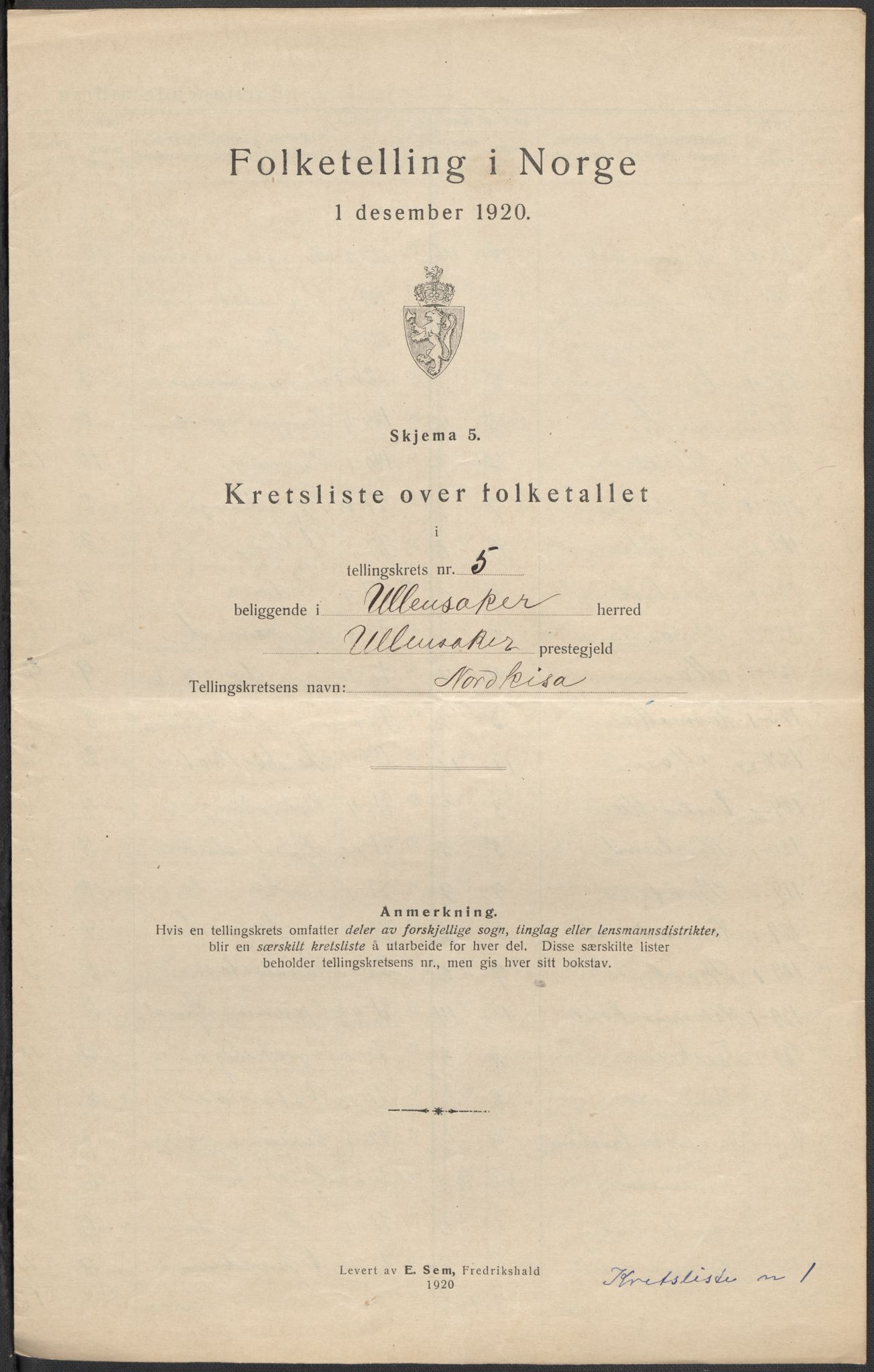 SAO, 1920 census for Ullensaker, 1920, p. 31