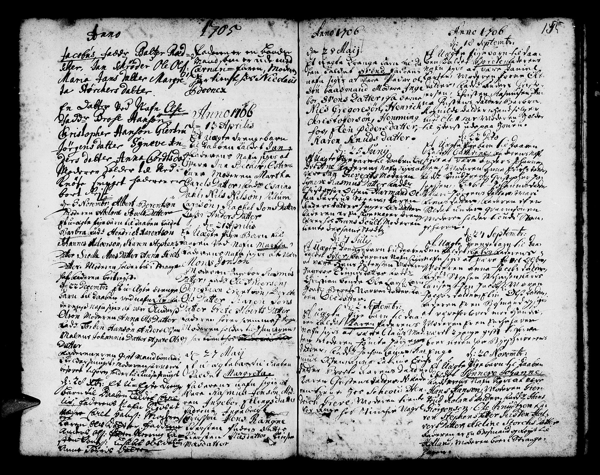 Nykirken Sokneprestembete, SAB/A-77101/H/Haa/L0002: Parish register (official) no. A 2, 1700-1723, p. 155