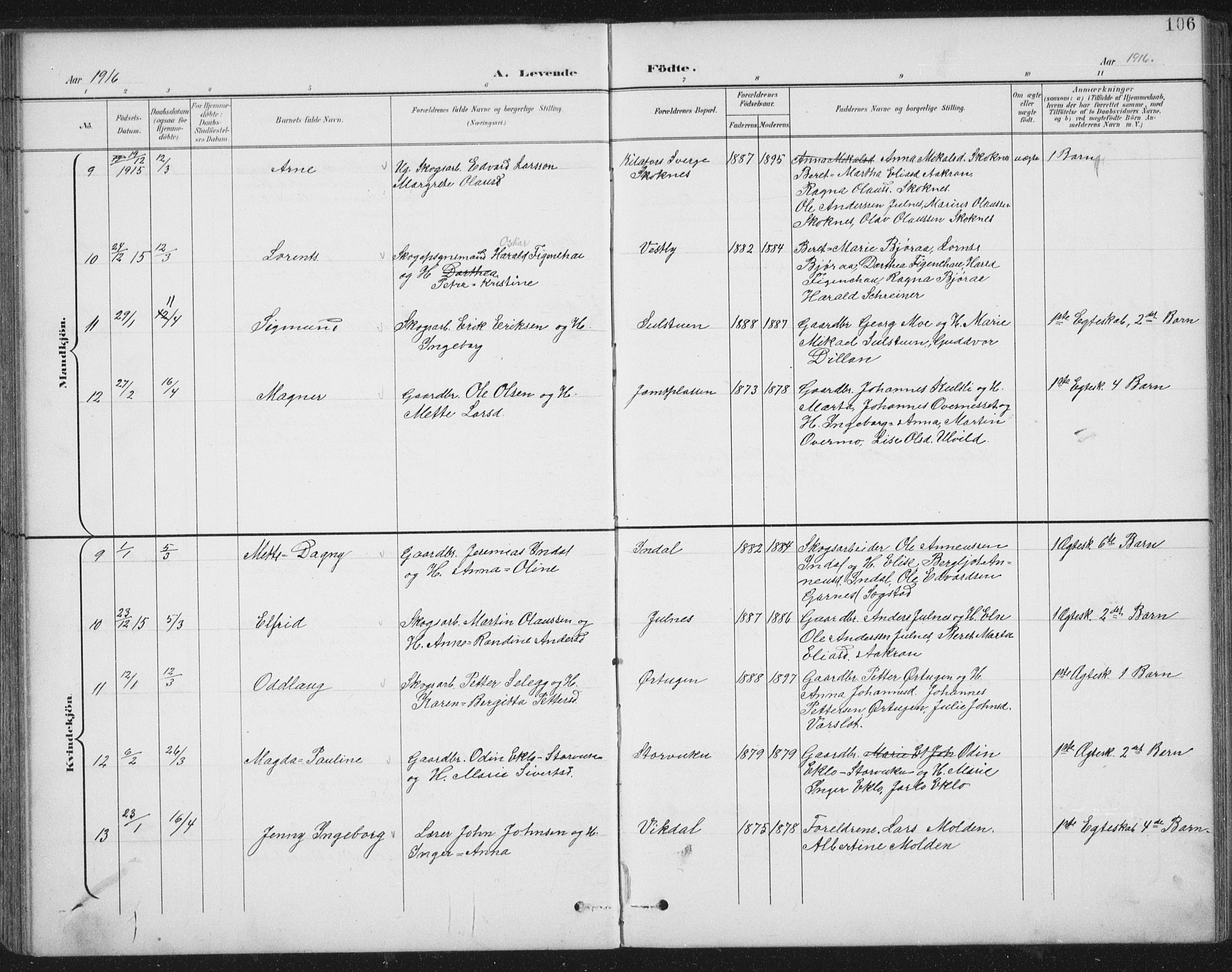 Ministerialprotokoller, klokkerbøker og fødselsregistre - Nord-Trøndelag, AV/SAT-A-1458/724/L0269: Parish register (copy) no. 724C05, 1899-1920, p. 106