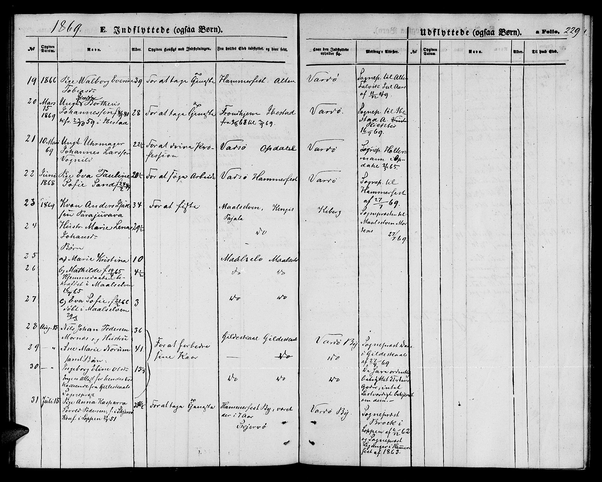 Vardø sokneprestkontor, AV/SATØ-S-1332/H/Hb/L0002klokker: Parish register (copy) no. 2, 1861-1870, p. 229