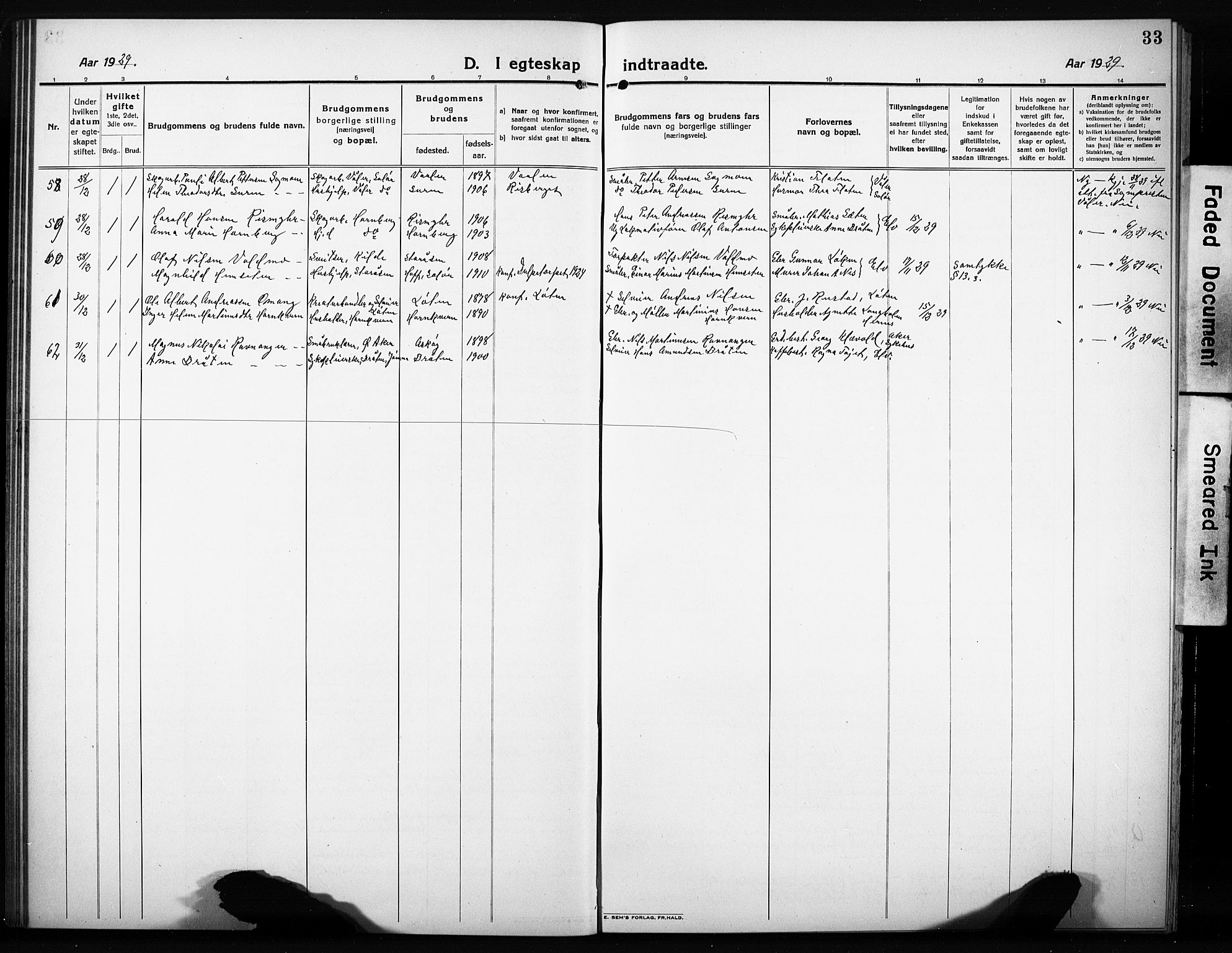 Elverum prestekontor, SAH/PREST-044/H/Ha/Hab/L0014: Parish register (copy) no. 14, 1922-1933, p. 33