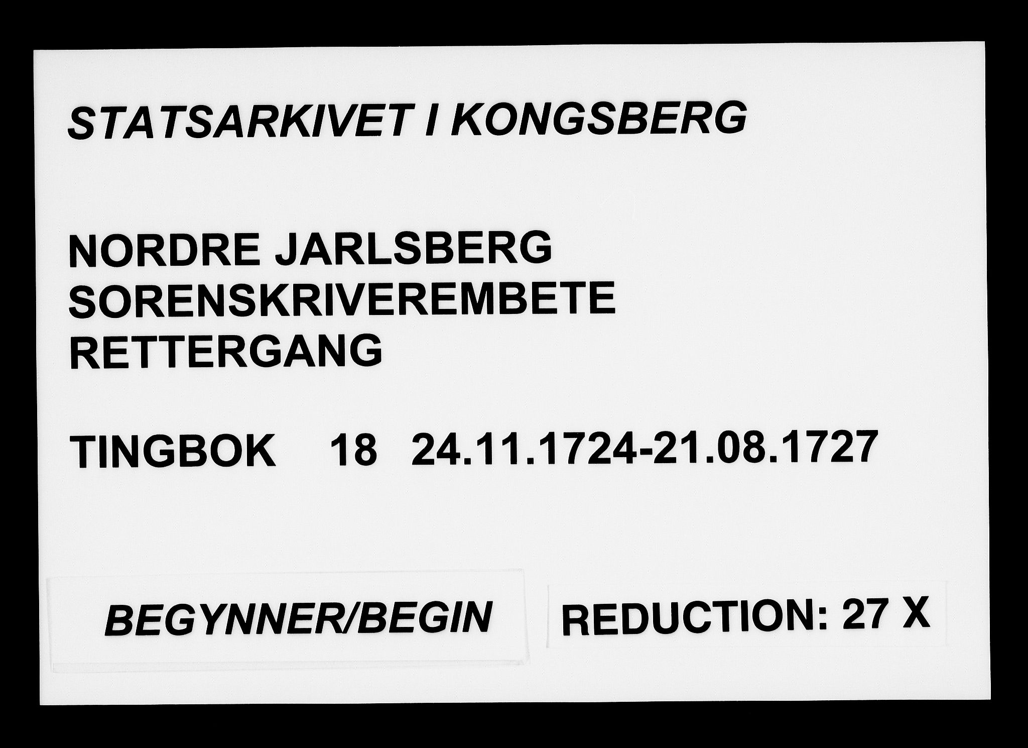 Nordre Jarlsberg sorenskriveri, AV/SAKO-A-80/F/Fa/Faa/L0018: Tingbok, 1724-1727