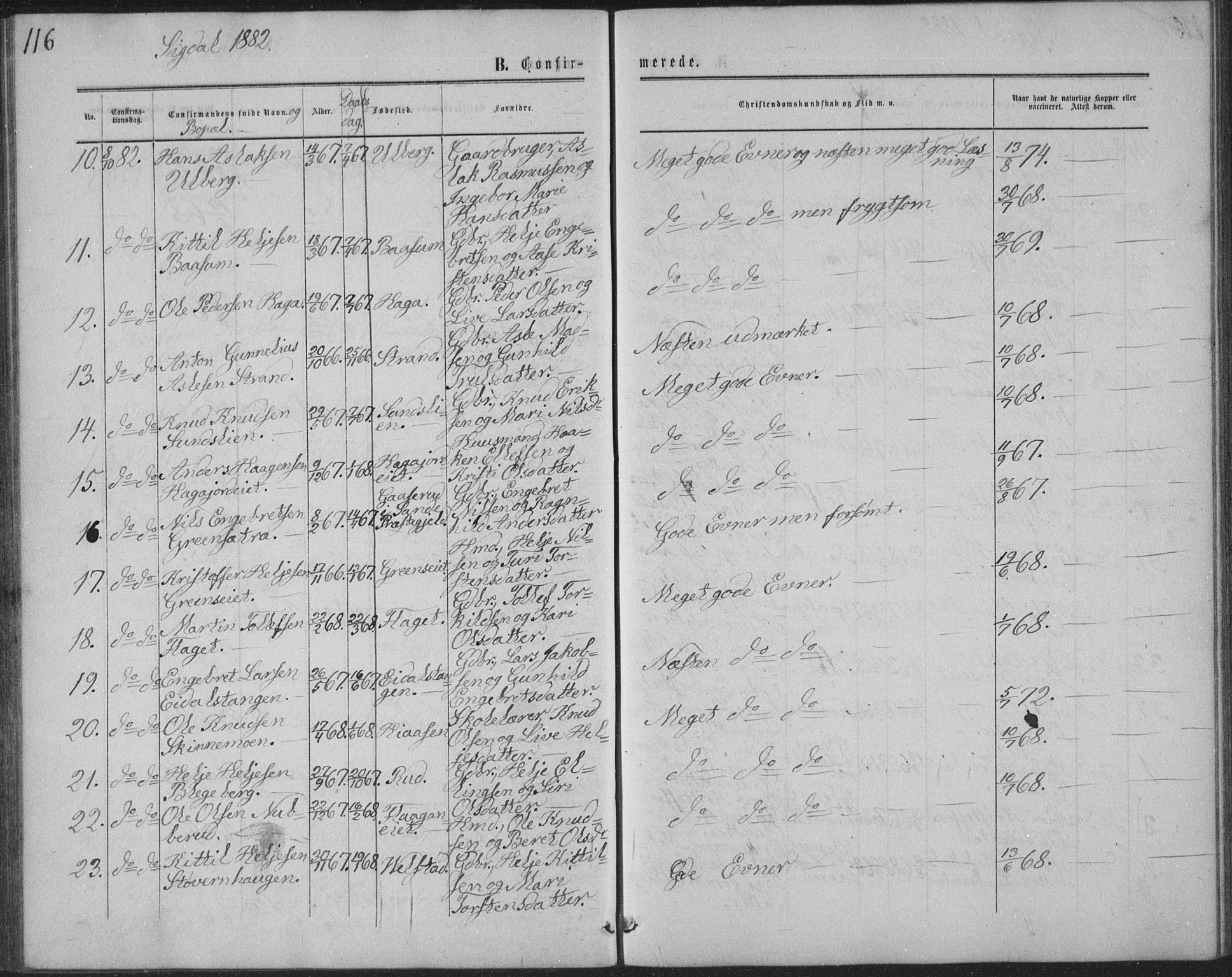 Sigdal kirkebøker, AV/SAKO-A-245/G/Ga/L0004: Parish register (copy) no. I 4, 1879-1885, p. 116