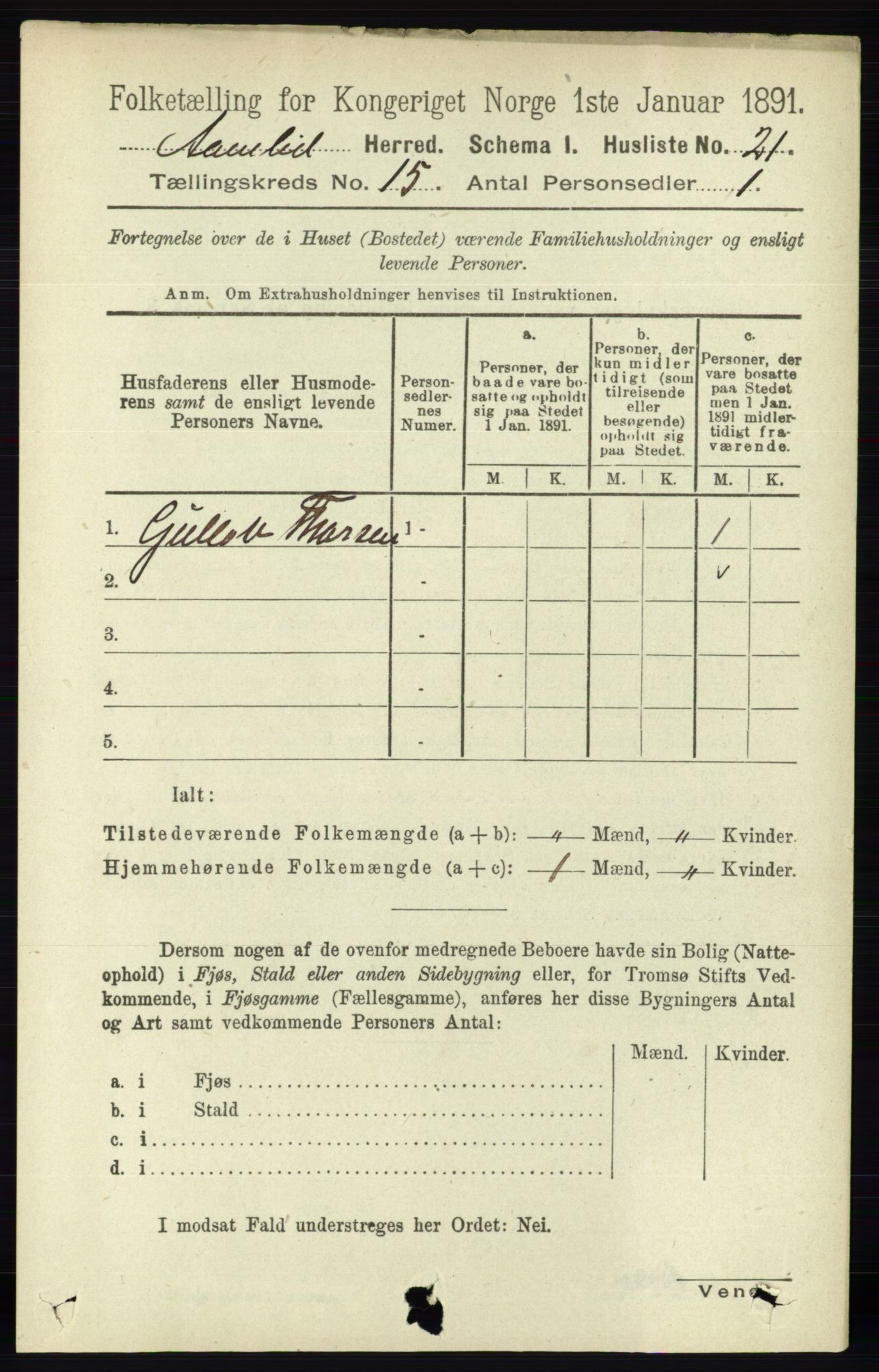 RA, 1891 census for 0929 Åmli, 1891, p. 2540