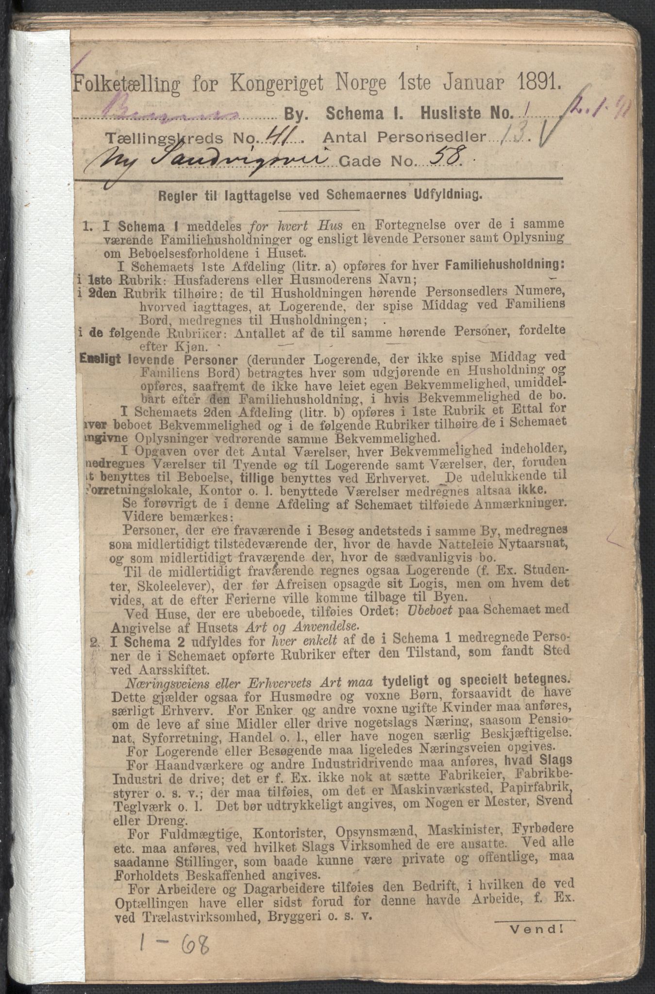 RA, 1891 Census for 1301 Bergen, 1891, p. 6910