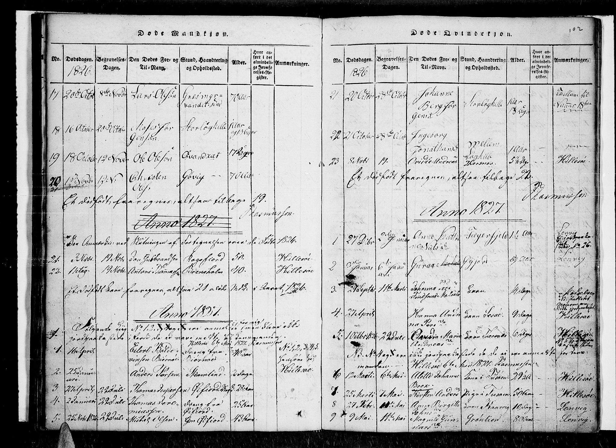 Lenvik sokneprestembete, SATØ/S-1310/H/Ha/Haa/L0003kirke: Parish register (official) no. 3, 1820-1831, p. 102