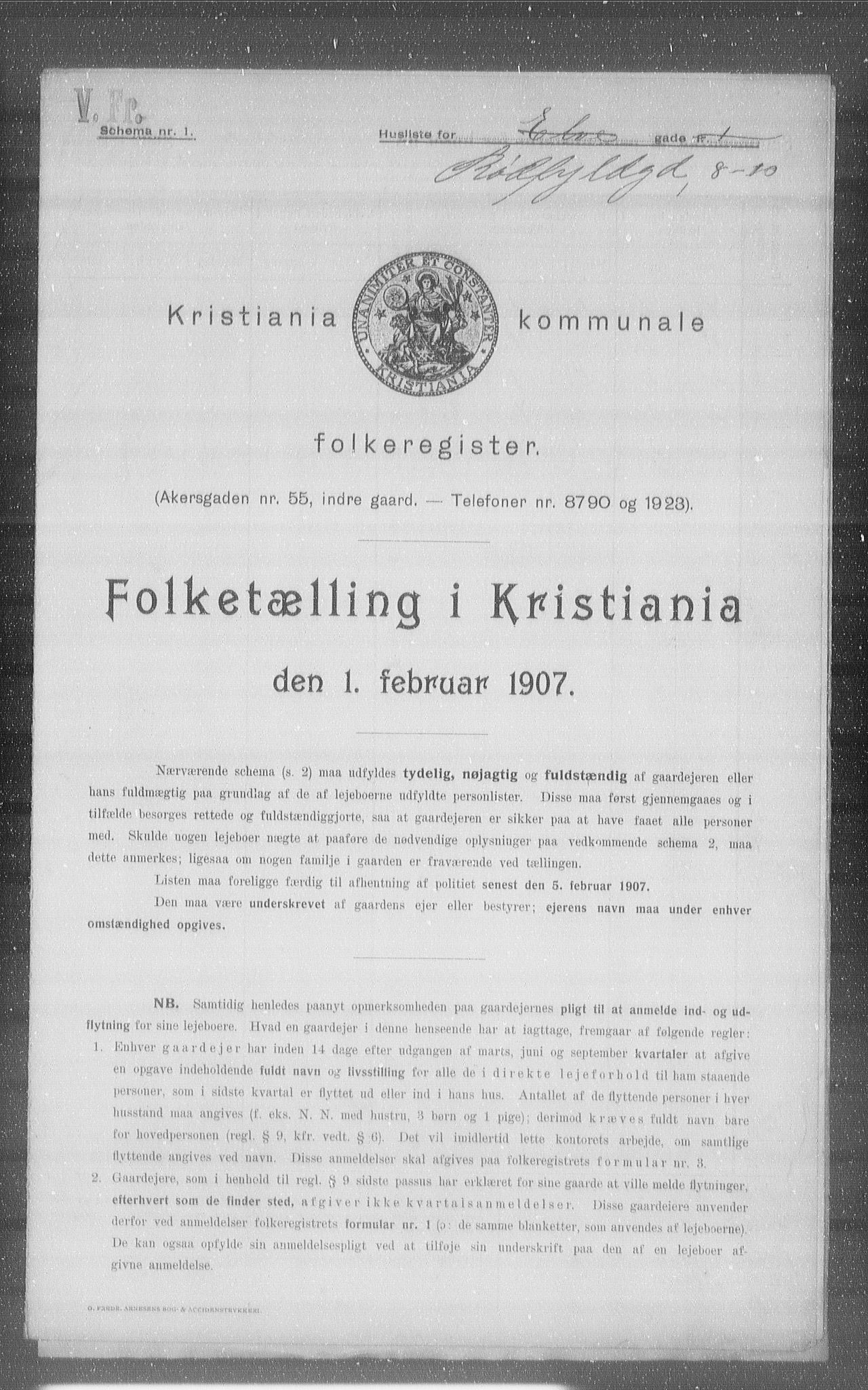 OBA, Municipal Census 1907 for Kristiania, 1907, p. 43848