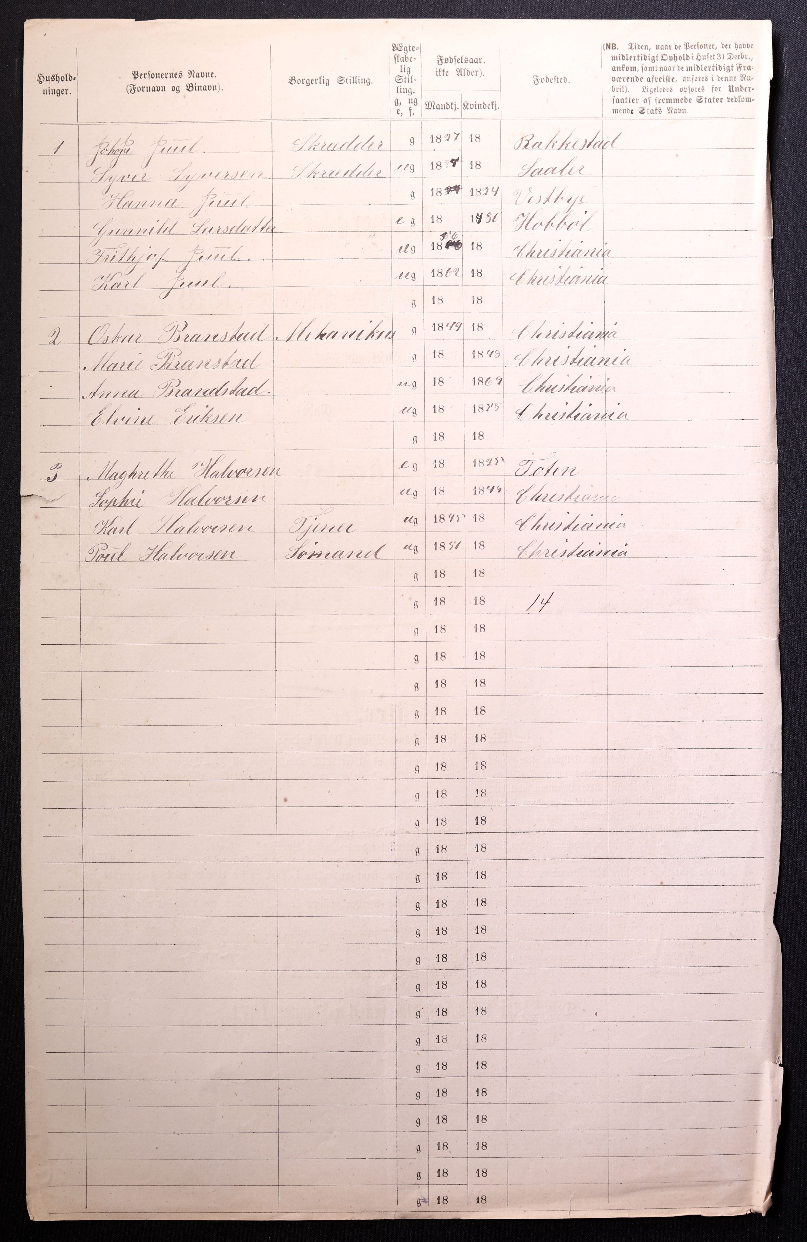 RA, 1870 census for 0301 Kristiania, 1870, p. 2271