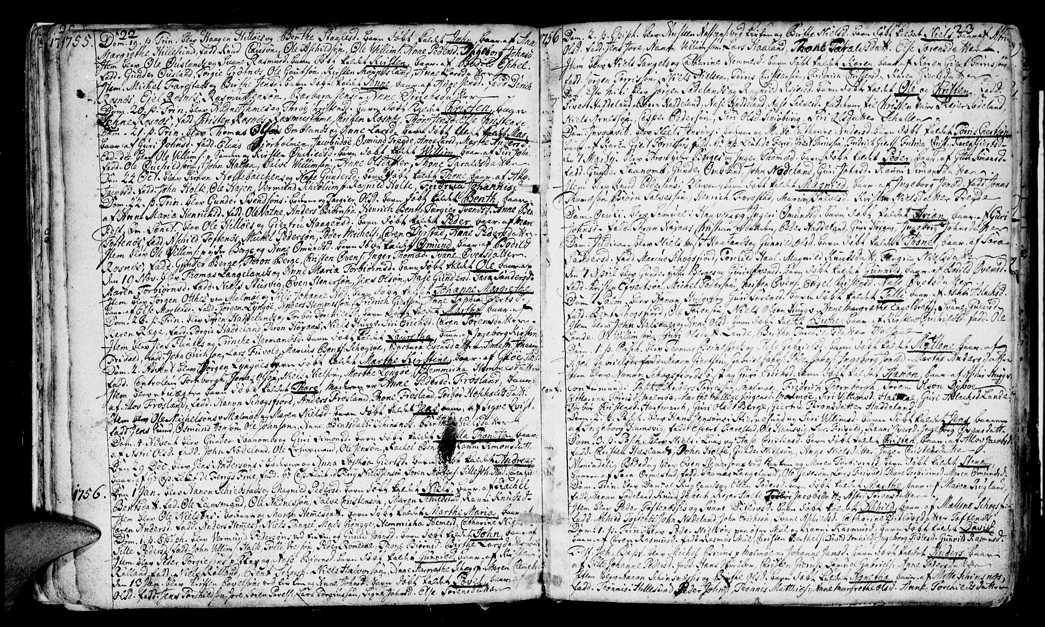 Mandal sokneprestkontor, SAK/1111-0030/F/Fa/Faa/L0003: Parish register (official) no. A 3, 1748-1794, p. 22-23