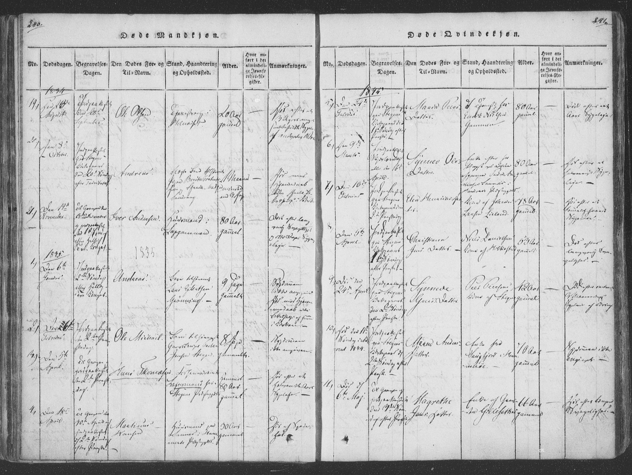 Ministerialprotokoller, klokkerbøker og fødselsregistre - Nordland, SAT/A-1459/855/L0798: Parish register (official) no. 855A06, 1821-1835, p. 240-241