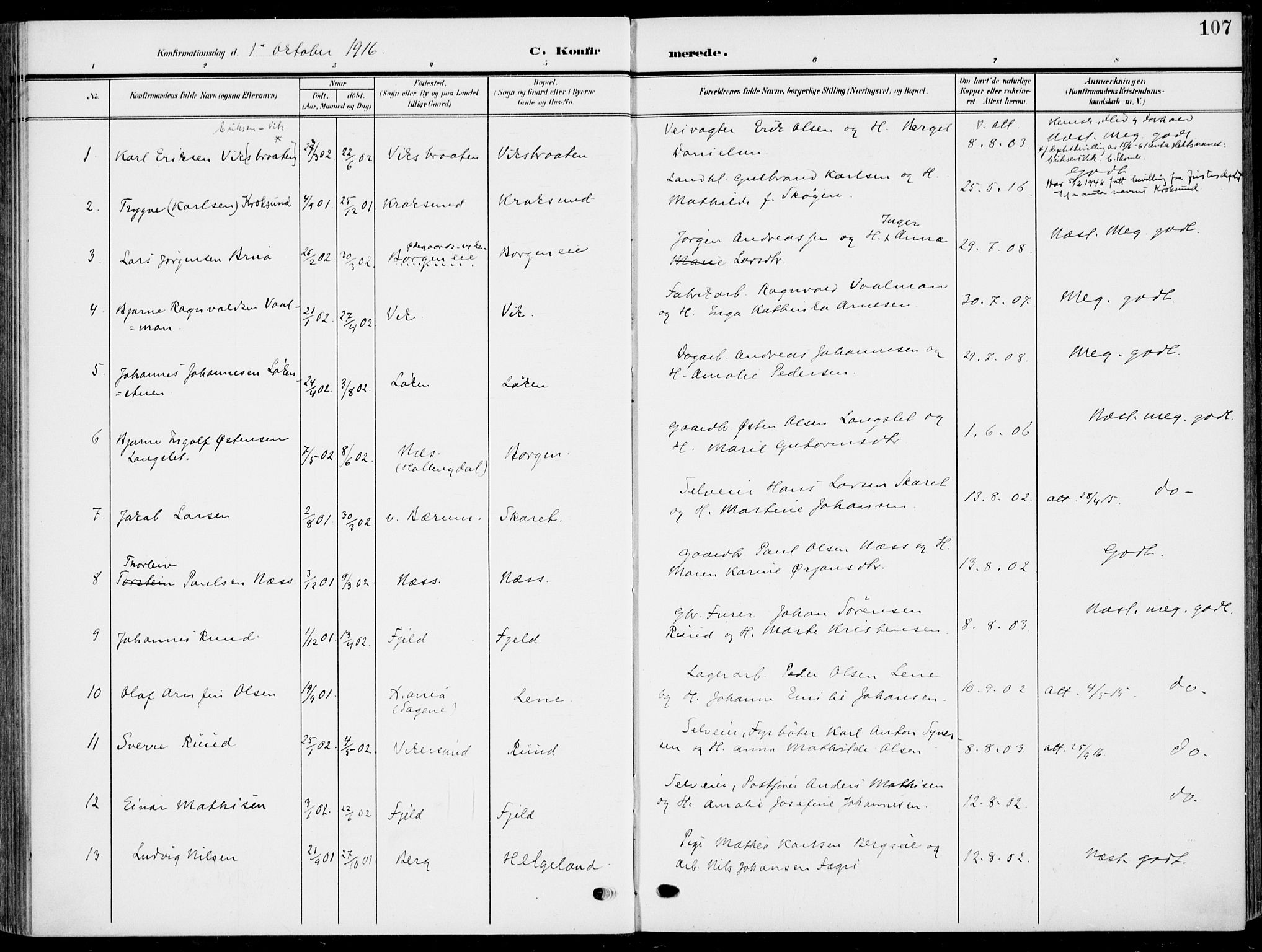 Hole kirkebøker, SAKO/A-228/F/Fa/L0010: Parish register (official) no. I 10, 1907-1917, p. 107