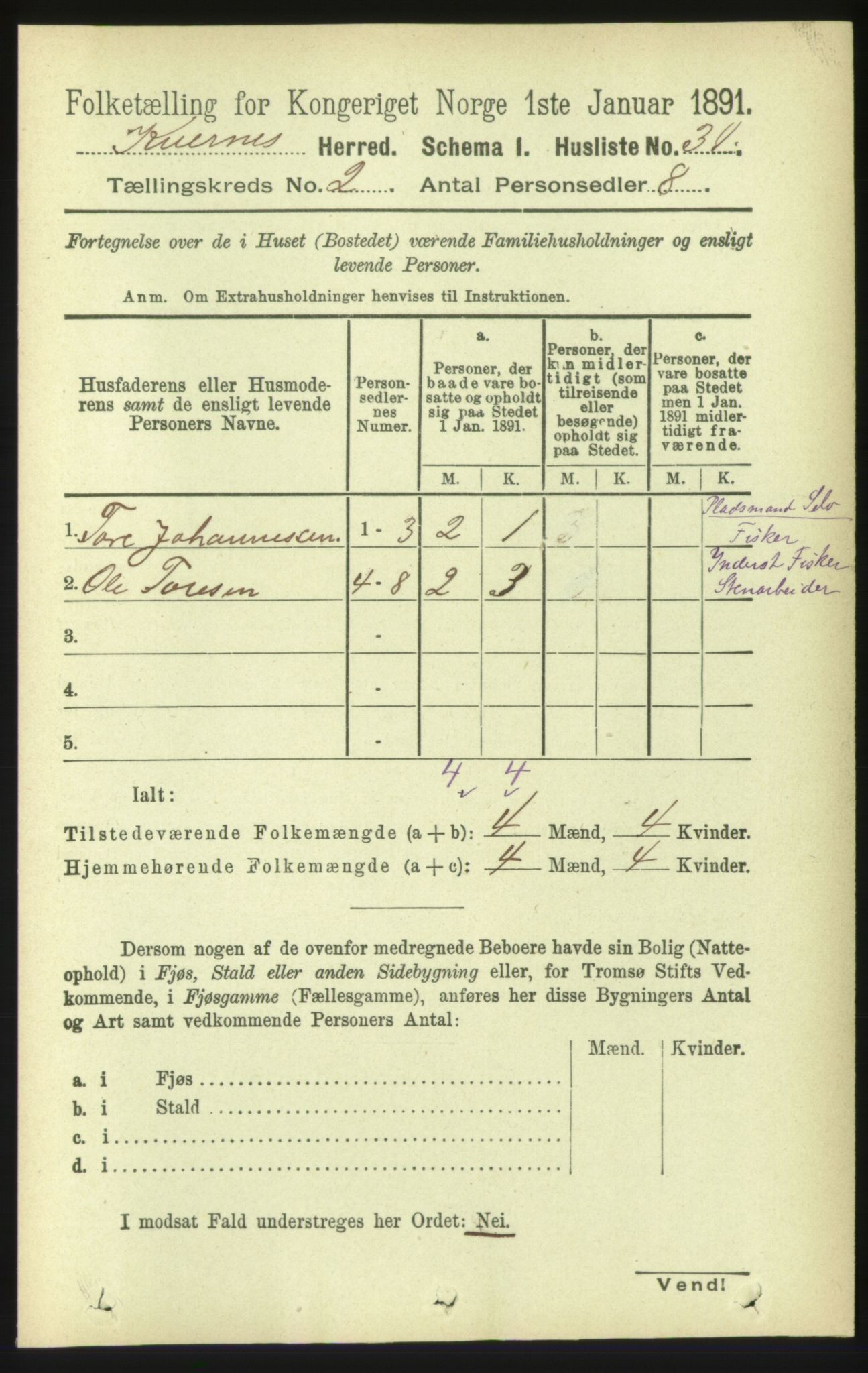 RA, 1891 census for 1553 Kvernes, 1891, p. 667