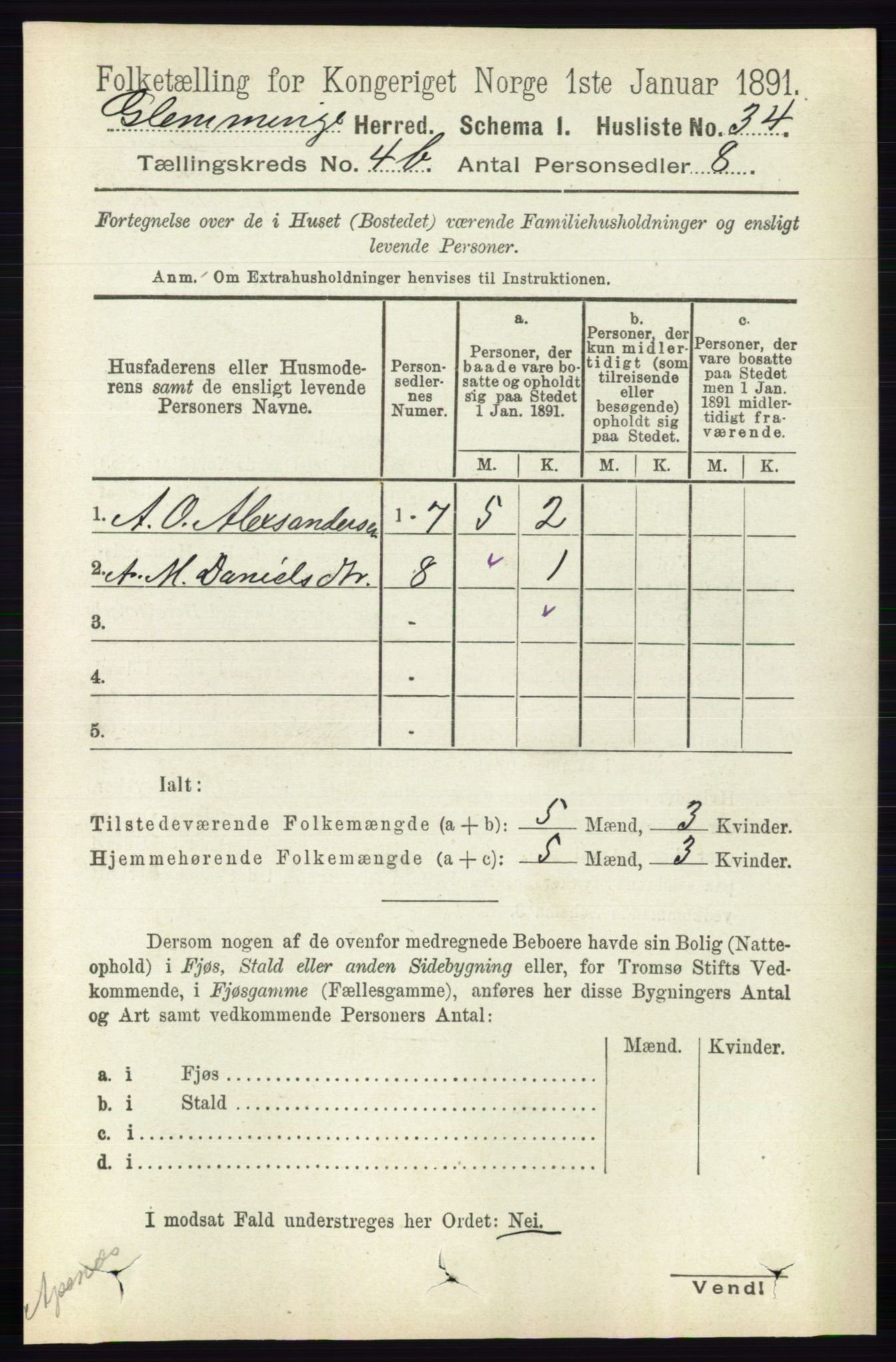 RA, 1891 census for 0132 Glemmen, 1891, p. 4768