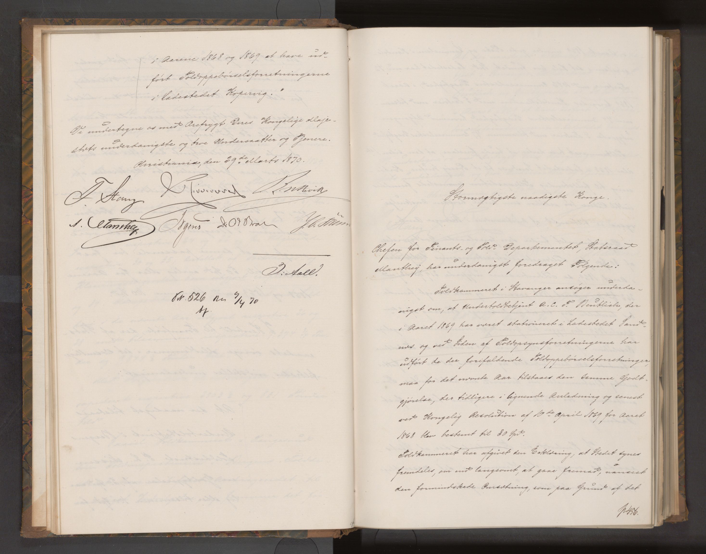 Statsrådsavdelingen i Stockholm, AV/RA-S-1003/D/Da/L0515: Regjeringsinnstillinger nr. 451-600, 1870