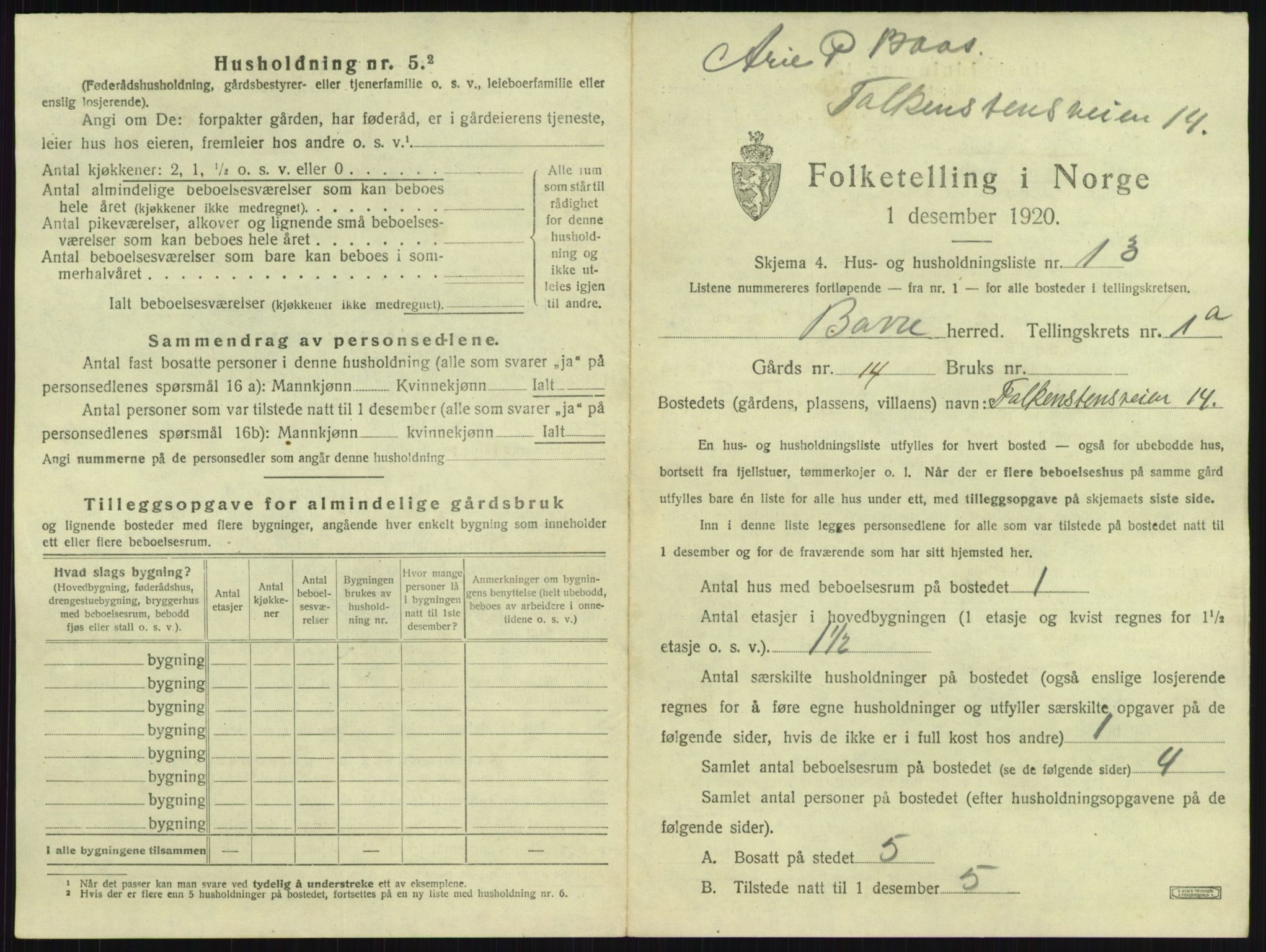 SAKO, 1920 census for Borre, 1920, p. 56