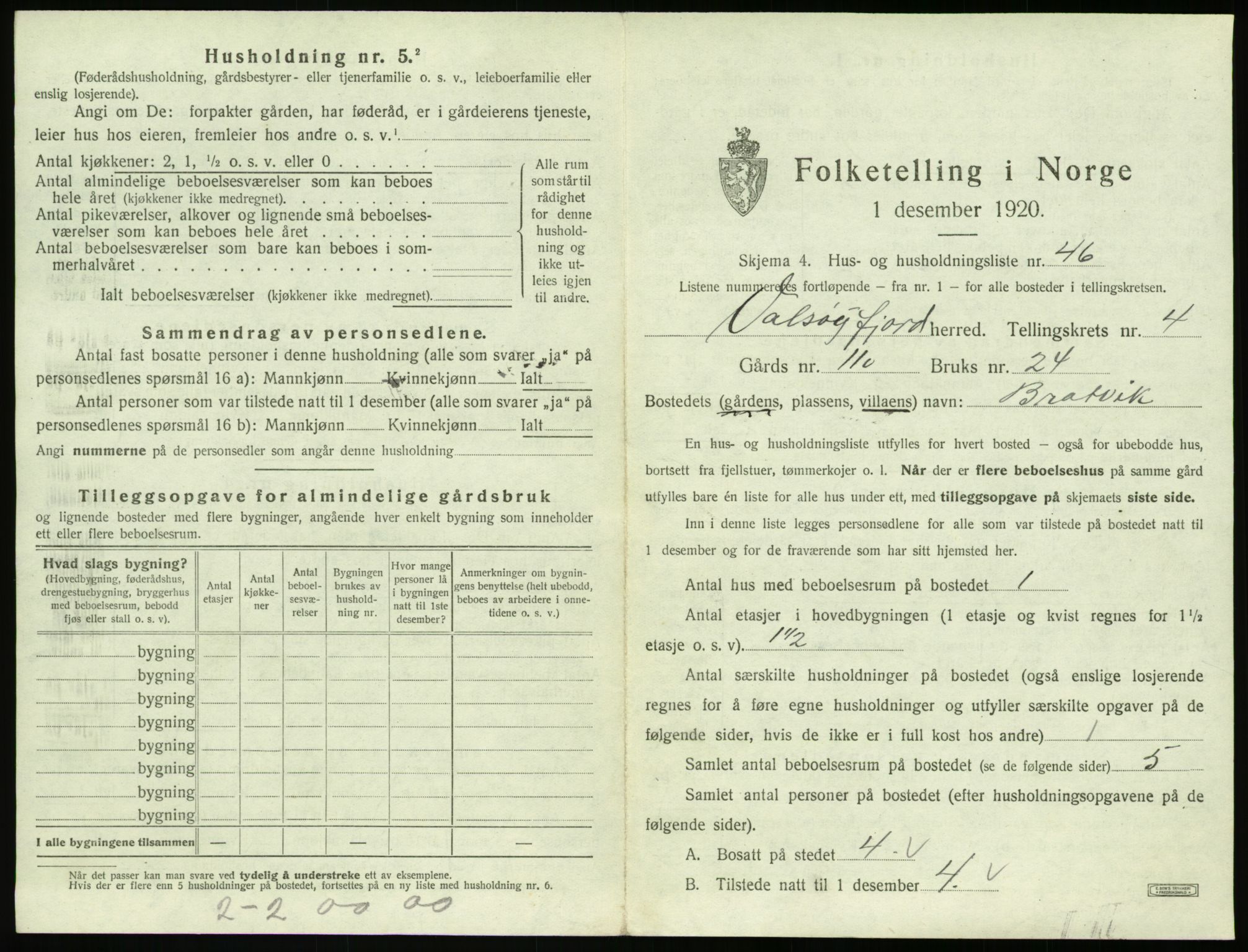 SAT, 1920 census for Valsøyfjord, 1920, p. 303