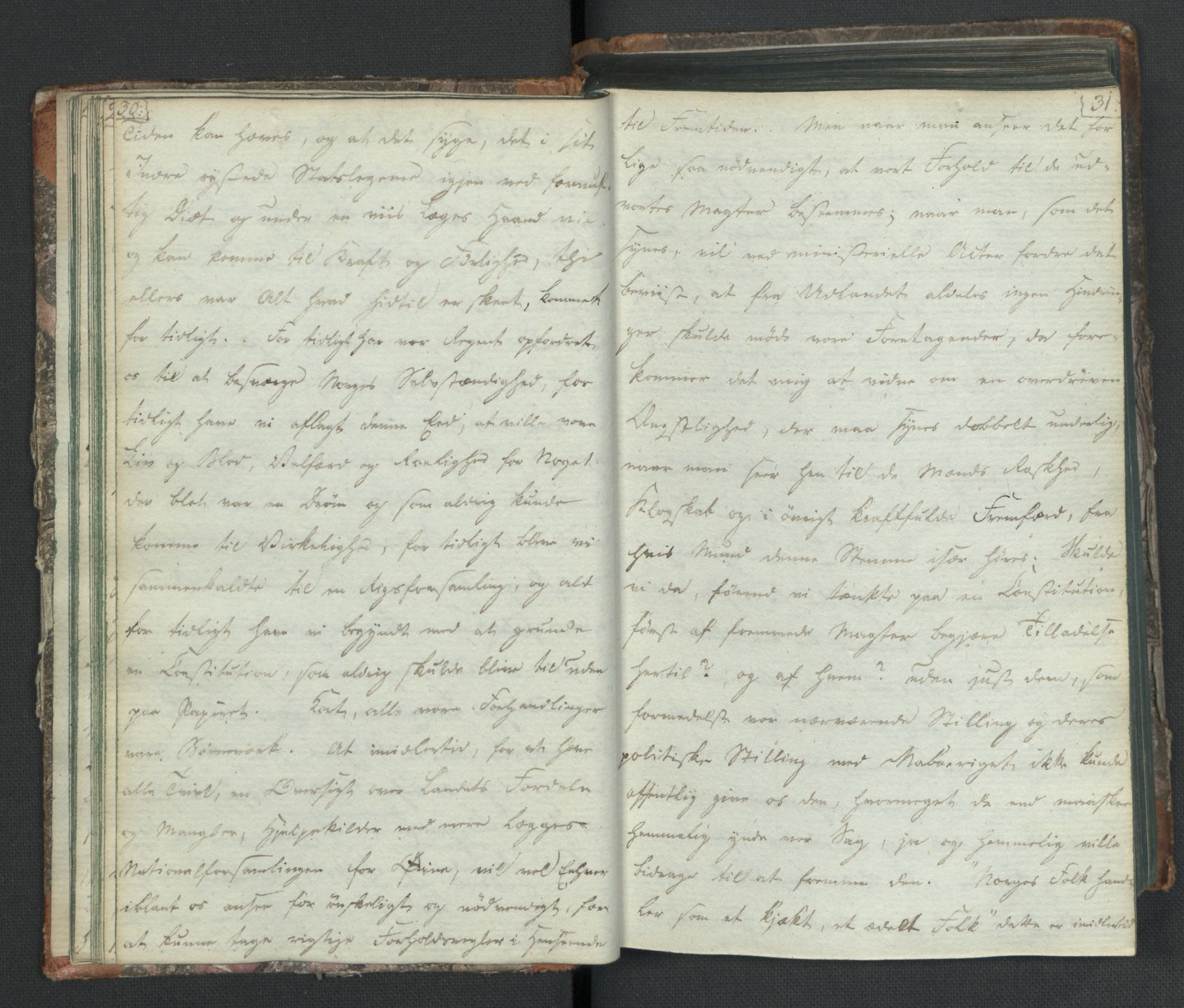 Manuskriptsamlingen, RA/EA-3667/H/L0021: Byfogd Gregers Winther Wulfbergs dagbok under Riksforsamlingen på Eidsvoll, 1814, p. 30-31