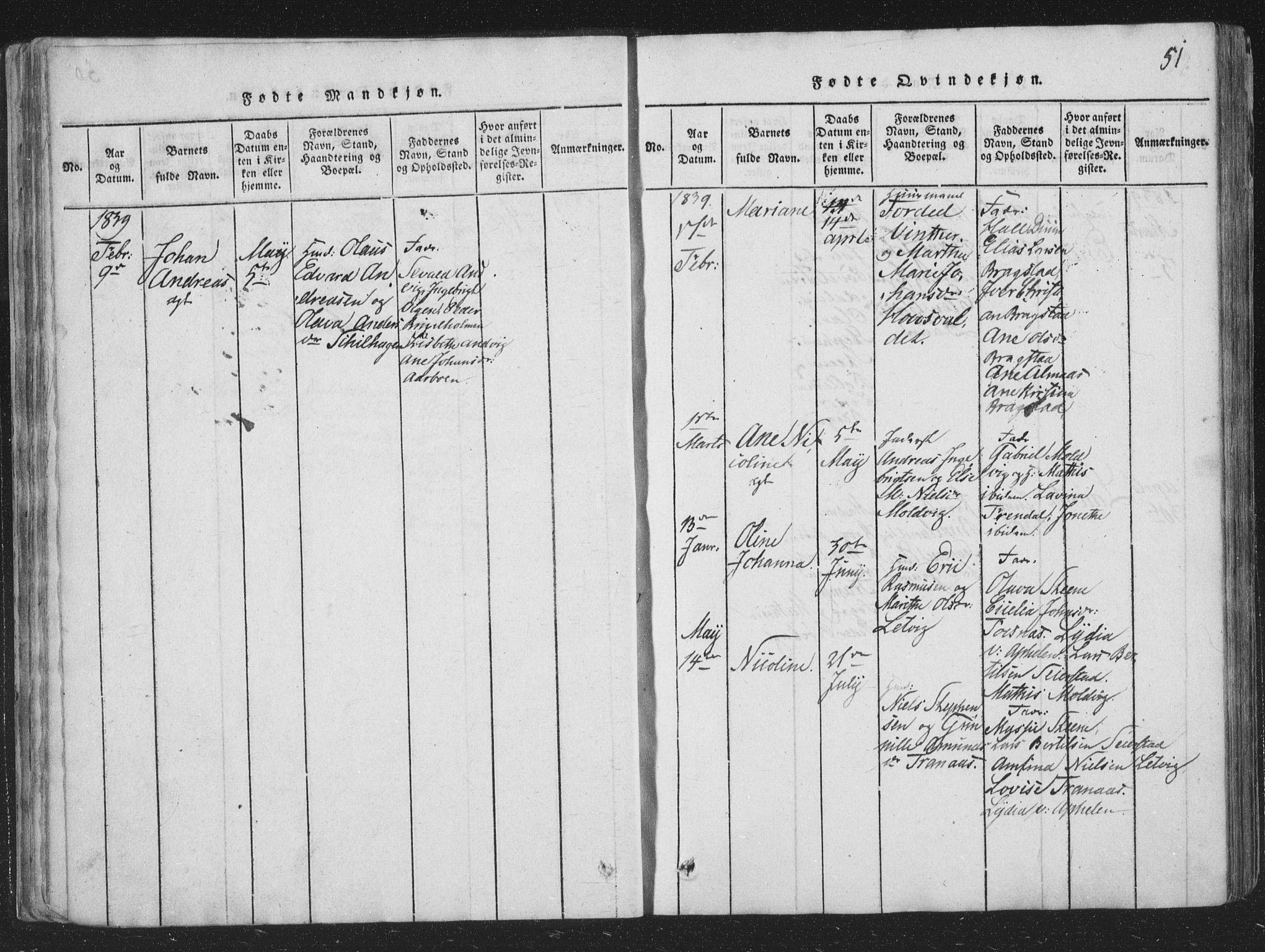 Ministerialprotokoller, klokkerbøker og fødselsregistre - Nord-Trøndelag, SAT/A-1458/773/L0613: Parish register (official) no. 773A04, 1815-1845, p. 51