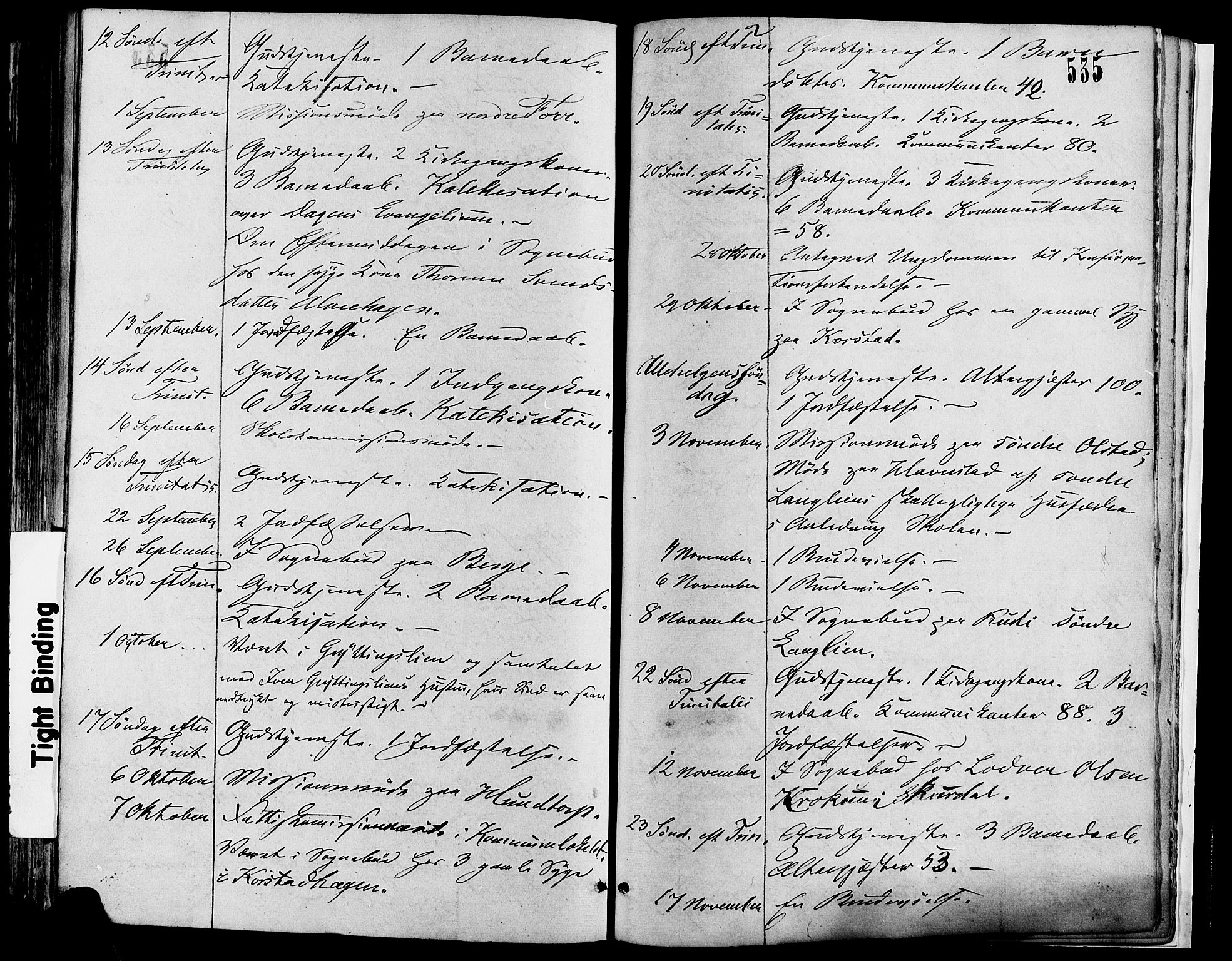 Sør-Fron prestekontor, SAH/PREST-010/H/Ha/Haa/L0002: Parish register (official) no. 2, 1864-1880, p. 535