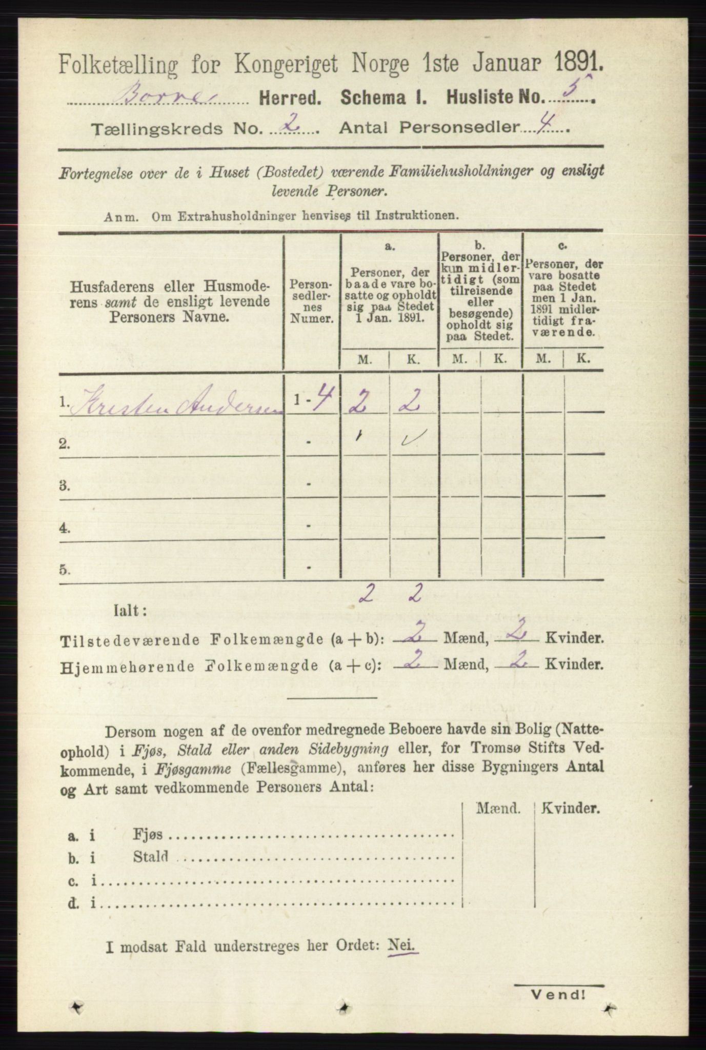 RA, 1891 census for 0717 Borre, 1891, p. 750