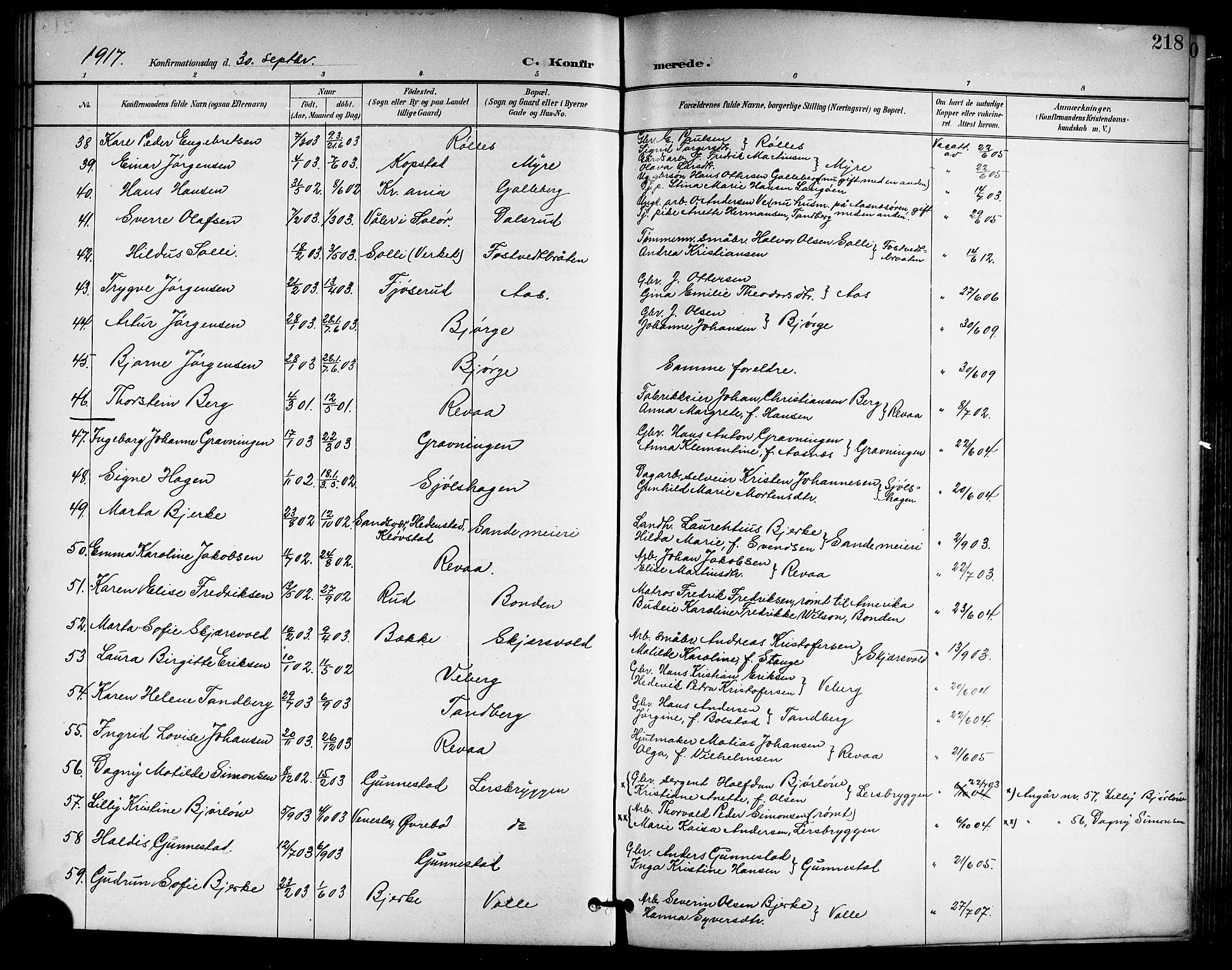 Sande Kirkebøker, AV/SAKO-A-53/G/Ga/L0004: Parish register (copy) no. 4, 1895-1918, p. 218