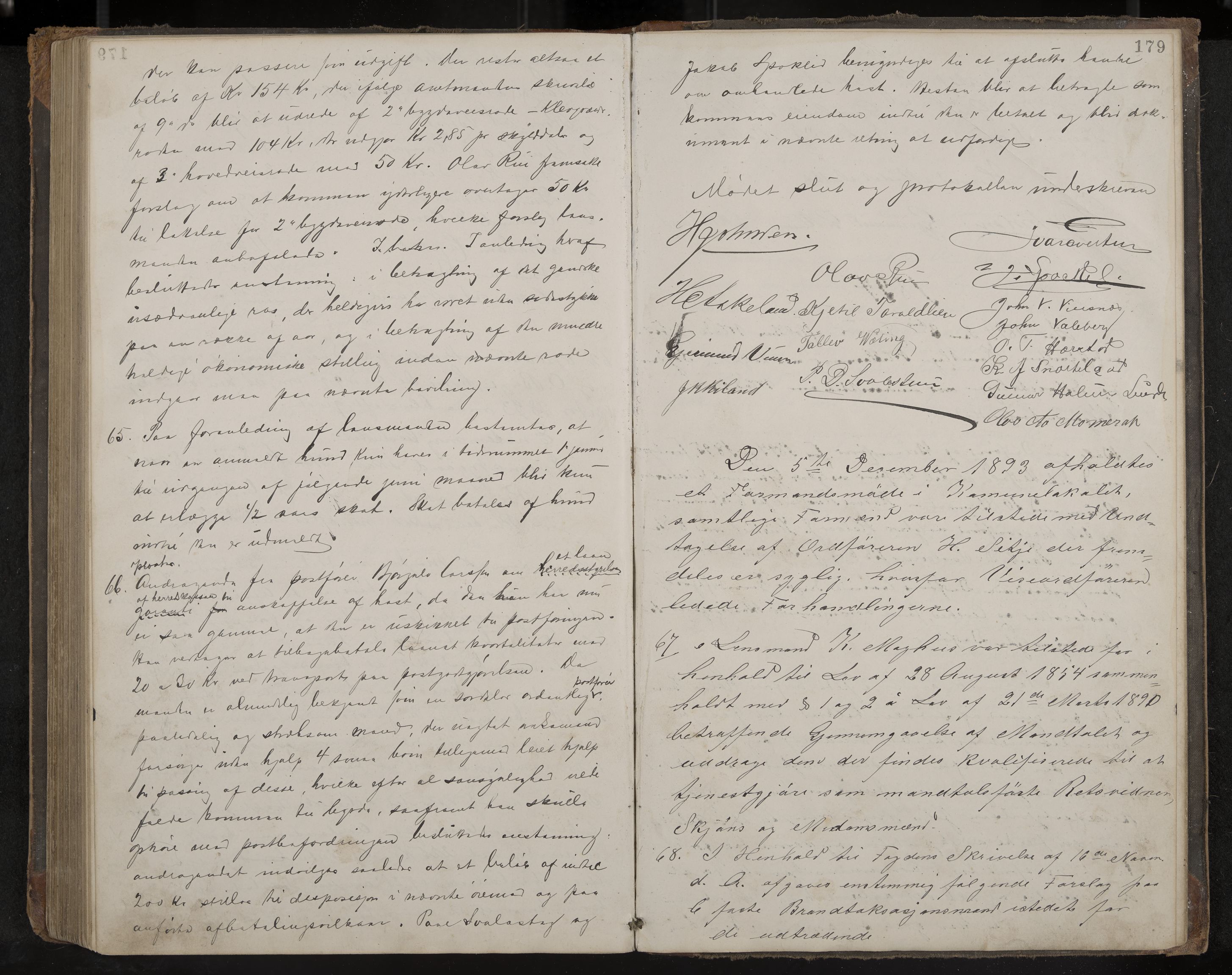 Fyresdal formannskap og sentraladministrasjon, IKAK/0831021-1/Aa/L0002: Møtebok, 1877-1894, p. 179